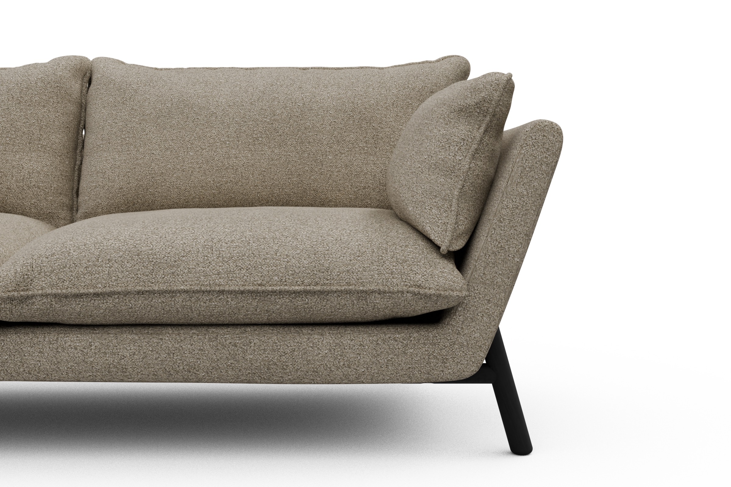 Sofa Emil PREMIUM 2-Sitzer Beinfarbe Eiche Schwarz Boucle-Beige
