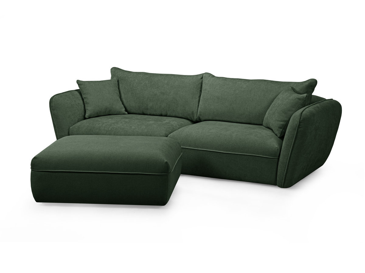 Bobochic Luigi Sofa 3-Sitzer mit Pouf Strukturstoff Grün