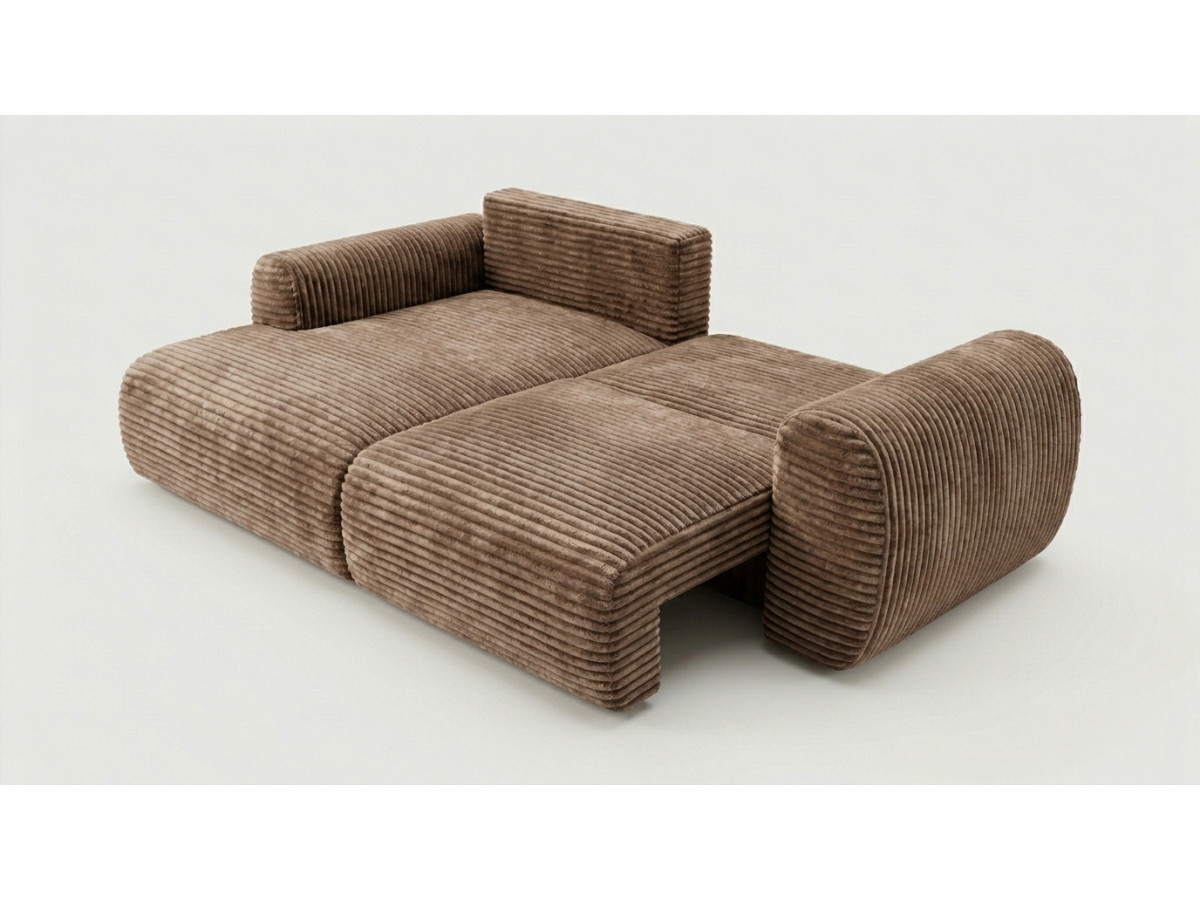 Bobochic Lucien Ecksofa mit Schlaffunktion und Bettkasten Breitcord weich Taupe Ecke links