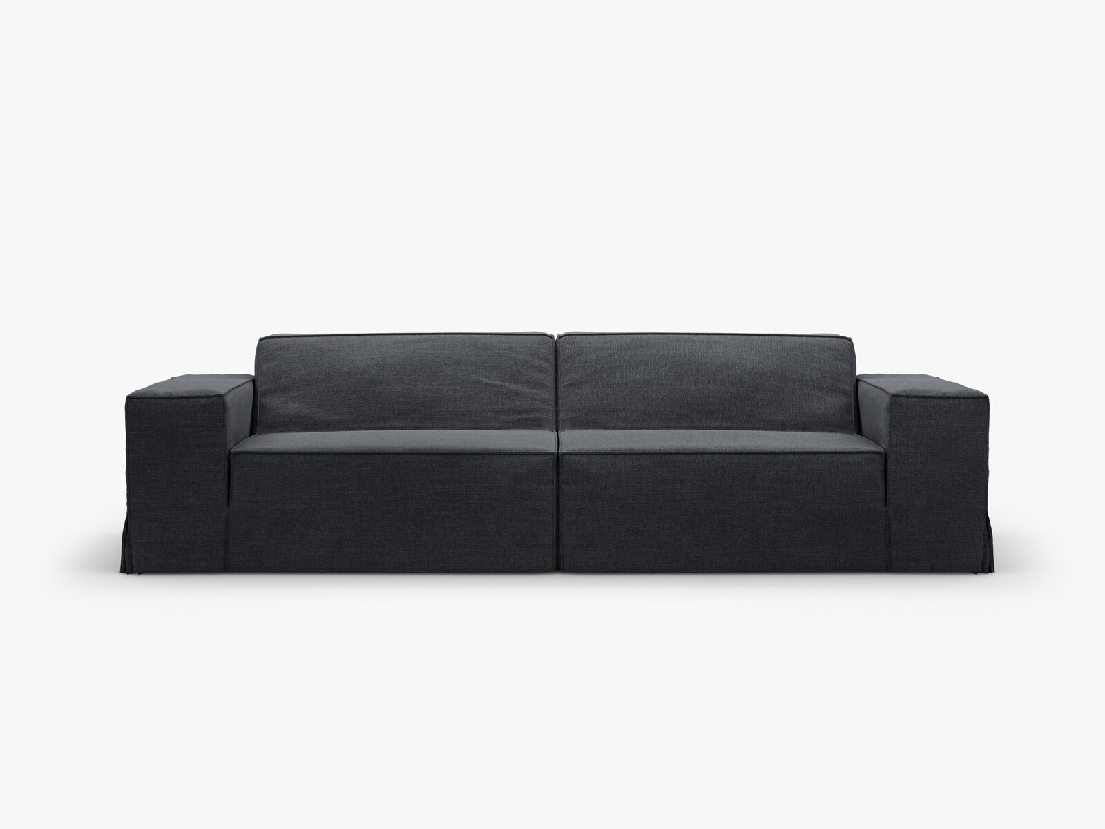 Micadoni Sofa Ersatzbezug Jodie 3-Sitzer Strukturierter Stoff Lins Grau und Blau
