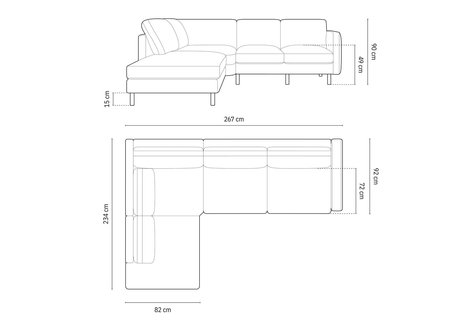 Micadoni Symmetrisches Ecksofa Eden 4-Sitzer Links Strukturierter Stoff Rosa Melange