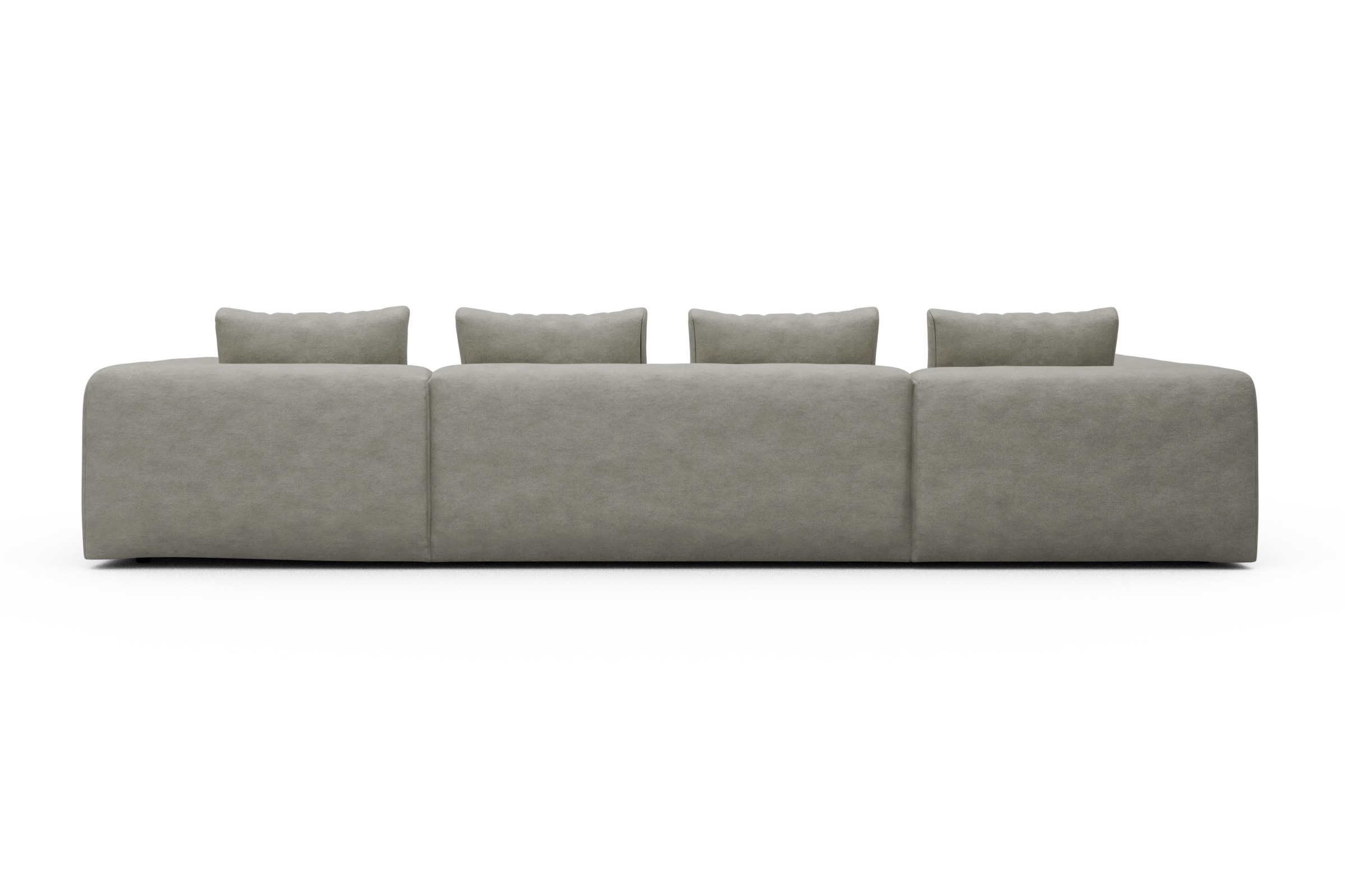 Wohnlandschaft Fred Relax-Ecke links mit 2-Sitzer und Chaiselongue rechts Boucle Carreno 773-Moon-Stone-White