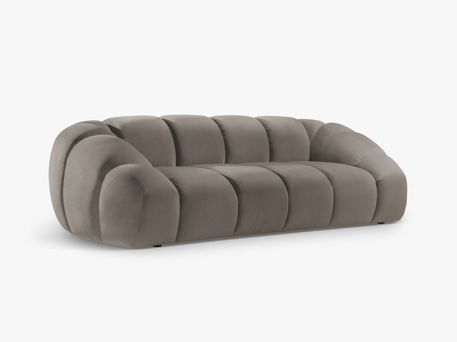 Micadoni Sofa Diana 3-Sitzer XL Samt Salvador Grau Braun