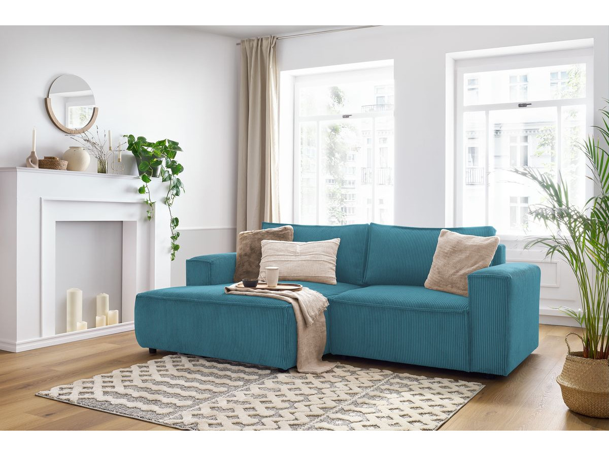 Bobochic Nihad Ecksofa Cordsamt Dunkelblau Ecke links