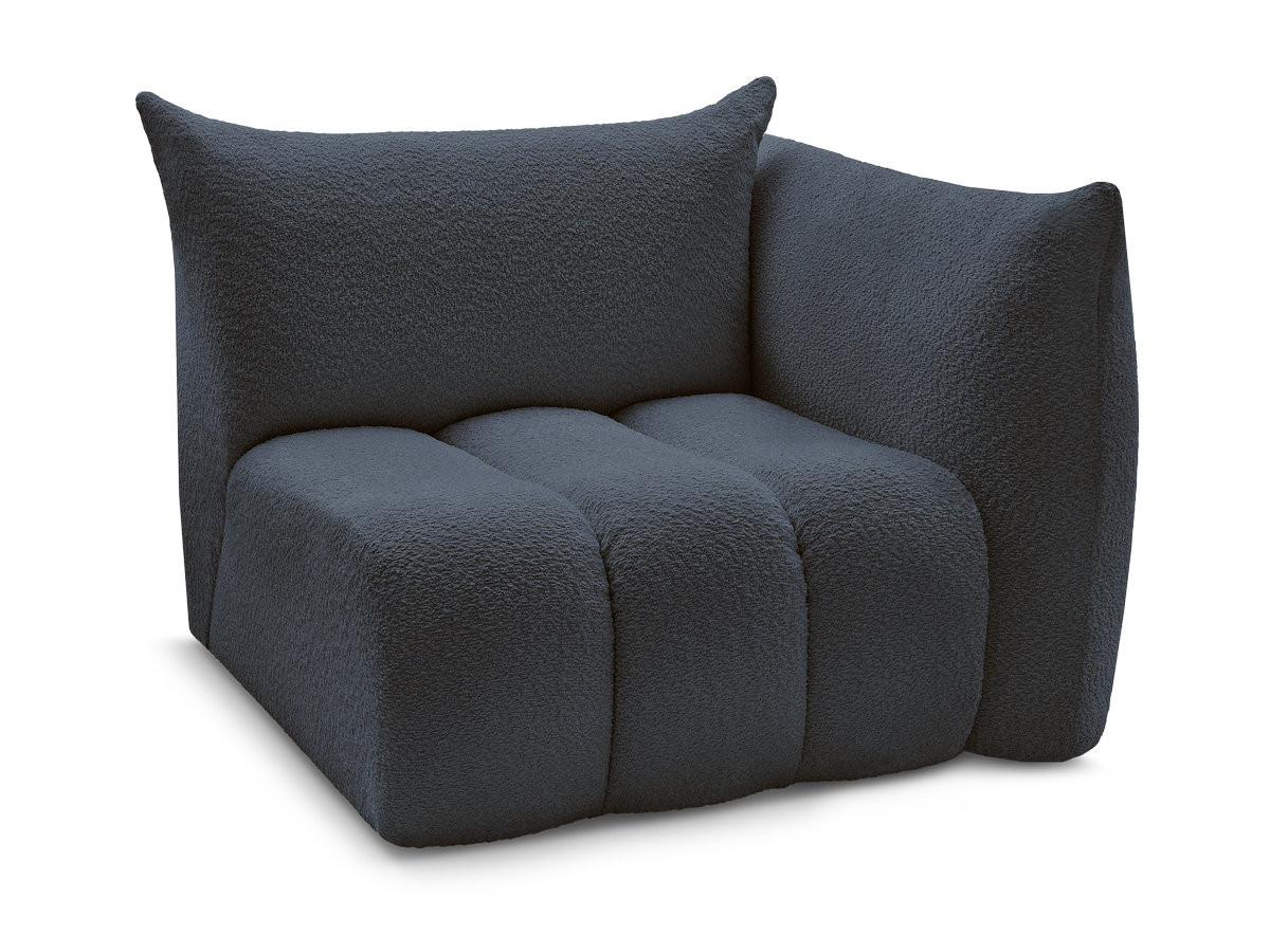 Bobochic Azra Sofamodul 1-Sitzer 117 × 112 cm Bouclé-Stoff Dunkelblau Ecke rechts