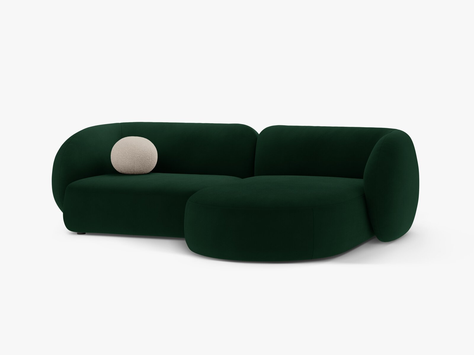Micadoni Ecksofa Kate 2-Sitzer Rechts Samt Salvador Flaschengrün