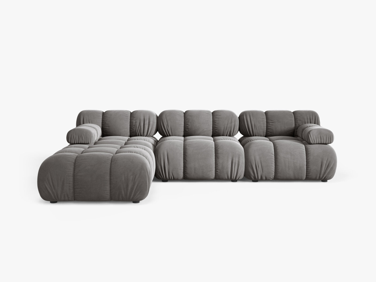 Micadoni Modulares Sofa Bellis 4-Sitzer mit flachem Modul Samt Bluvel Hellgrau