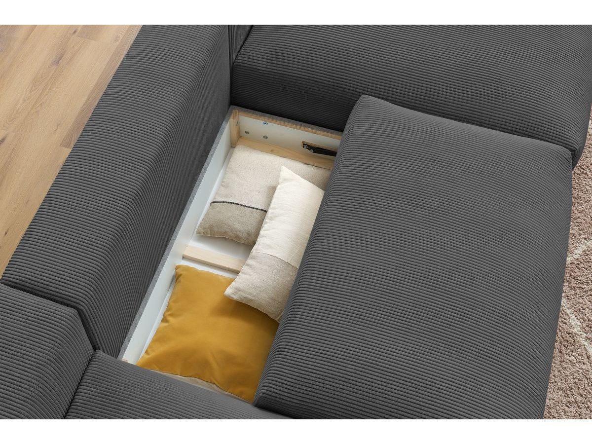 Bobochic Voltaire Wohnlandschaft 420 × 165 cm Cordsamt Dunkelgrau