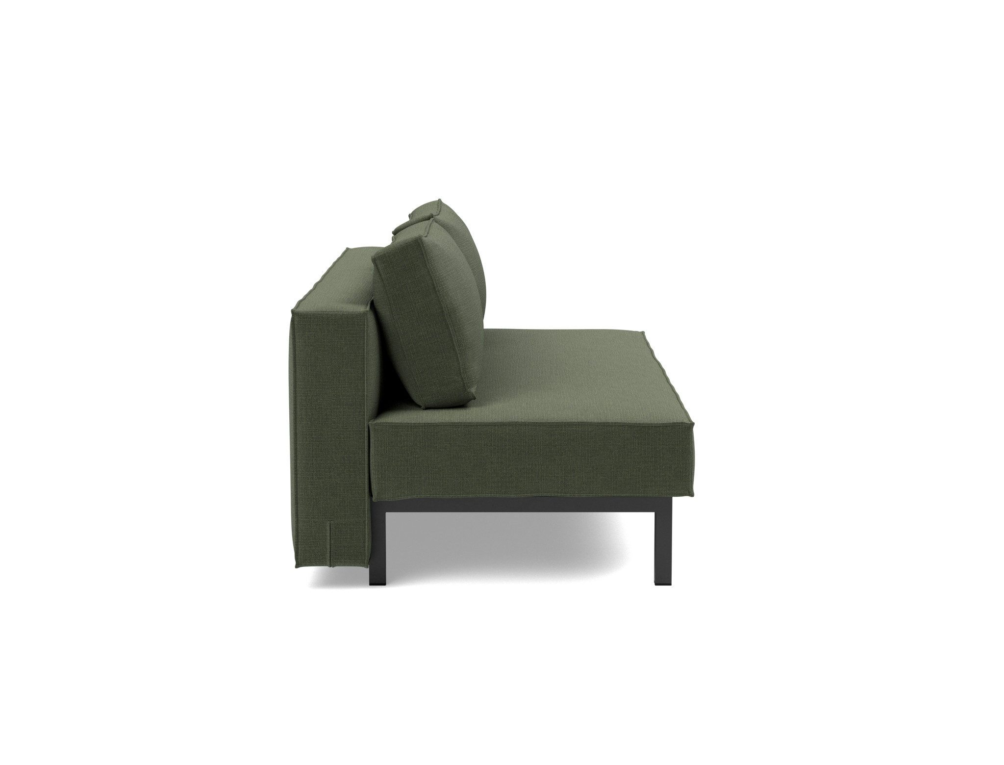 Schlafsofa Sly Chenille Esina 413-Olive-Green Beine Schwarzes Metall