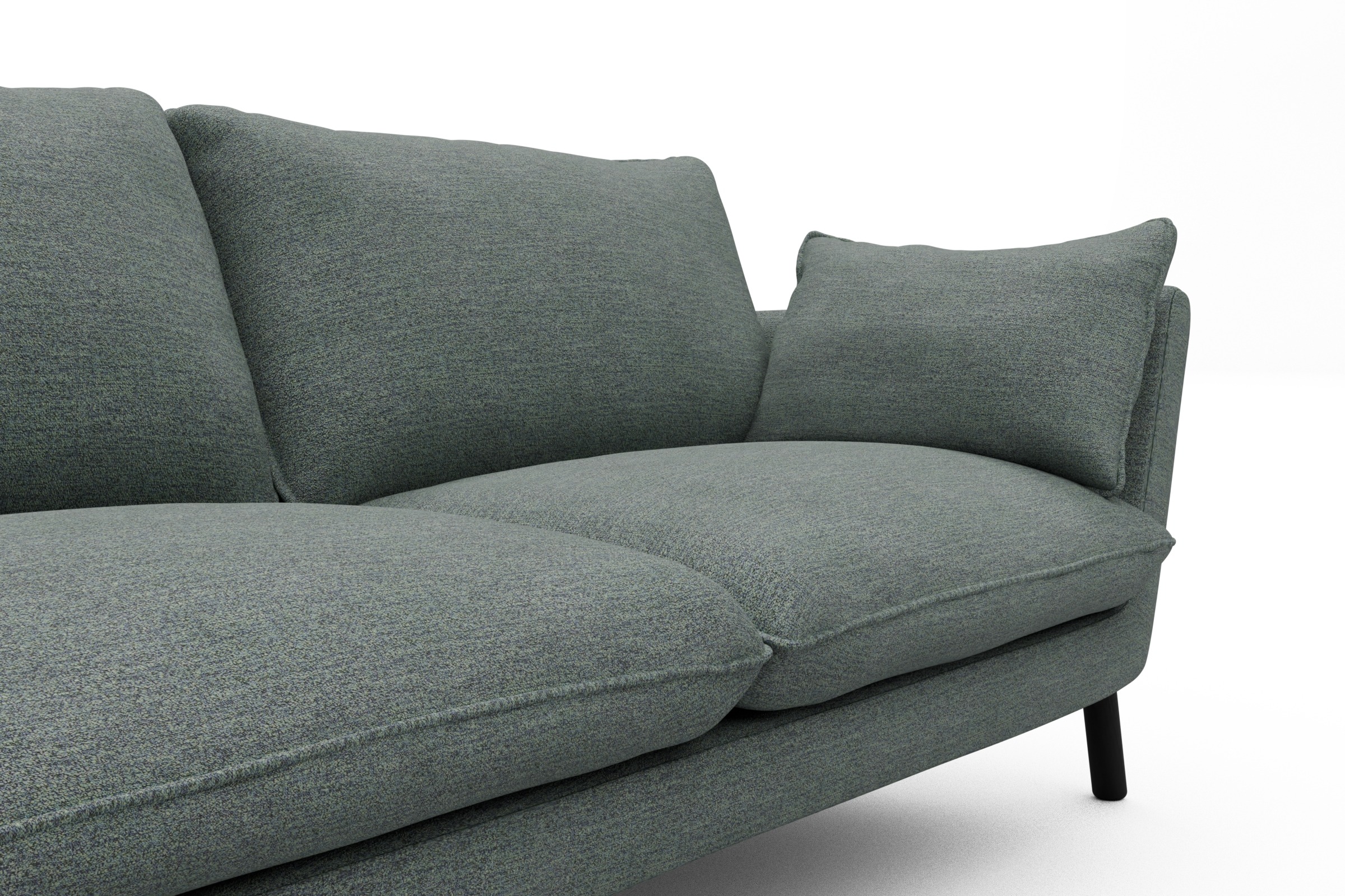 Sofa Emil 2-Sitzer Beinfarbe Eiche Schwarz Carreno-Ice-Blue