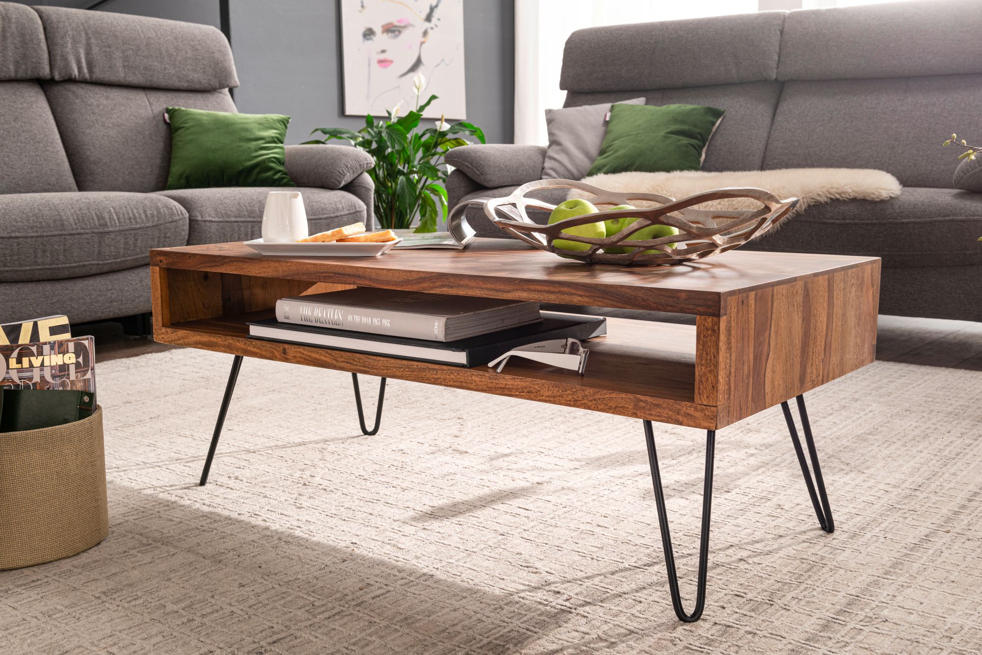 Couchtisch Vestby Massivholz Sheesham 100 × 50 × 40 cm