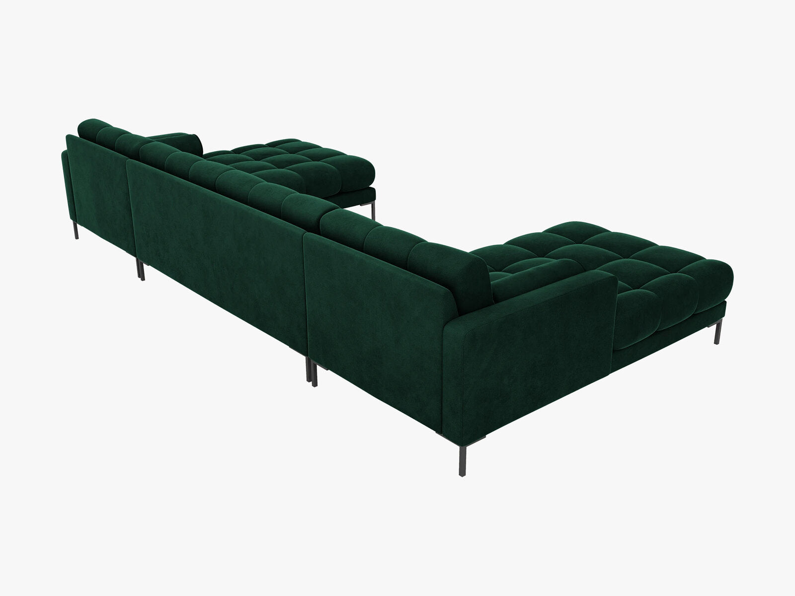 Micadoni Panorama-Sofa Mamaia 6-Sitzer Samt Bluvel Flaschengrün schwarze Beine