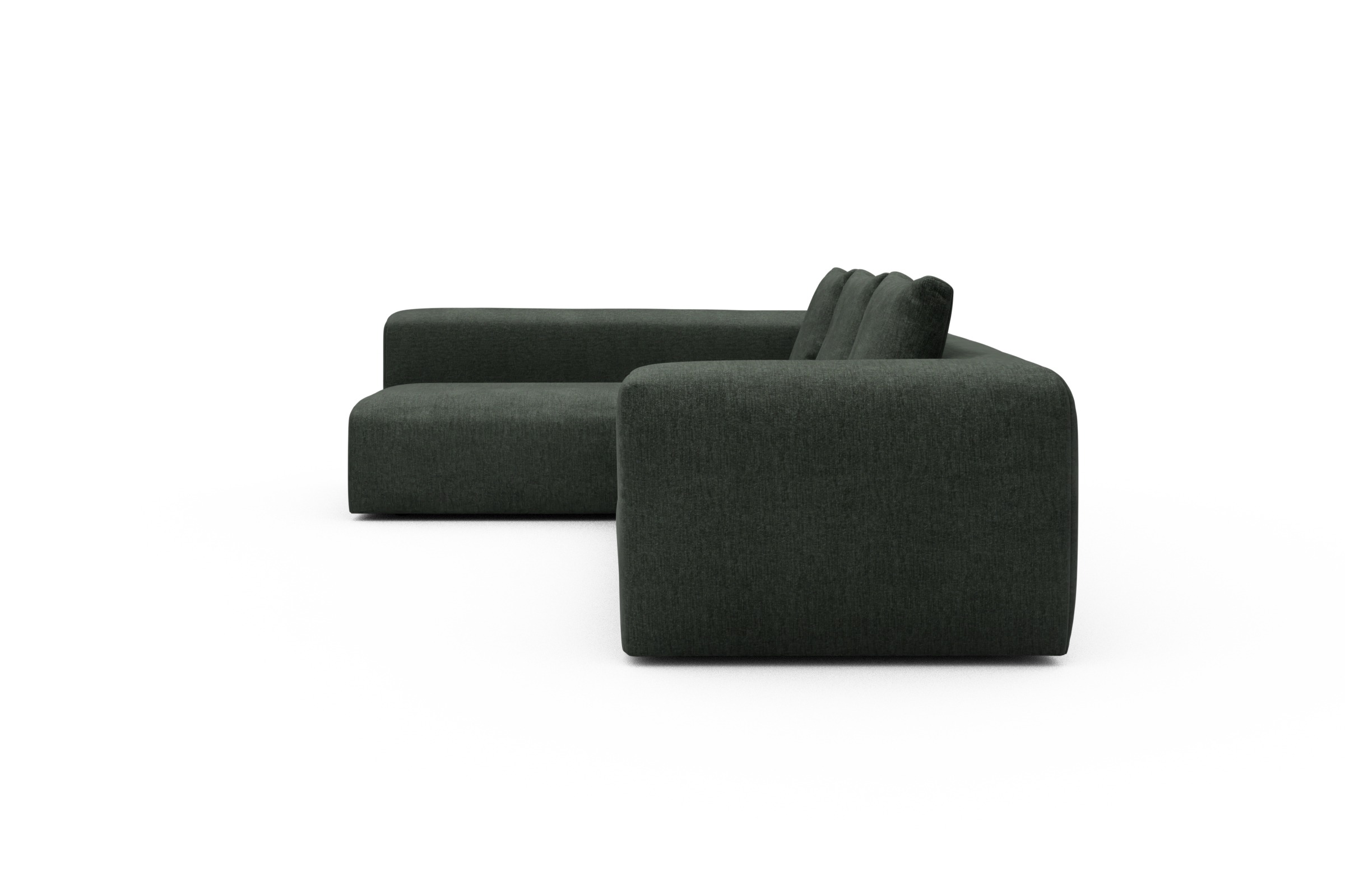 Ecksofa Fred 2x 2,5-Sitzer links offen Aivi-Pine-Green