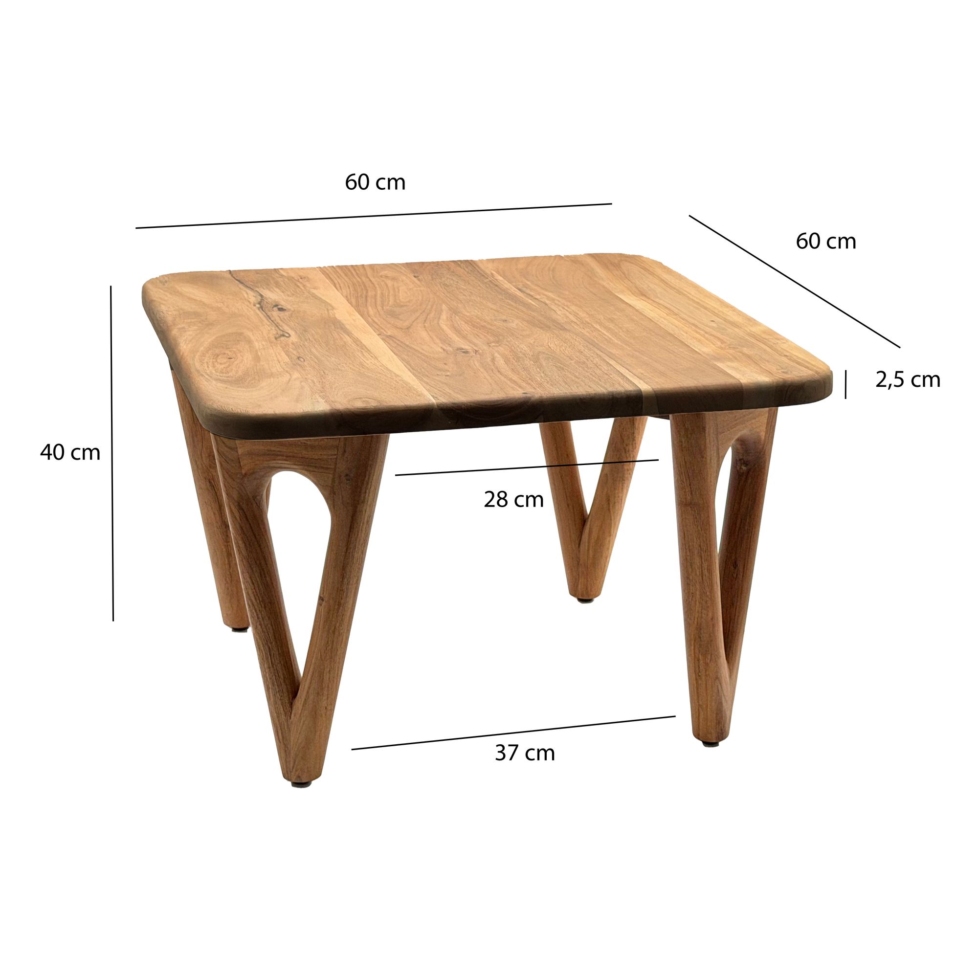 Couchtisch Loppa Akazie Massivholz Breite 60 cm