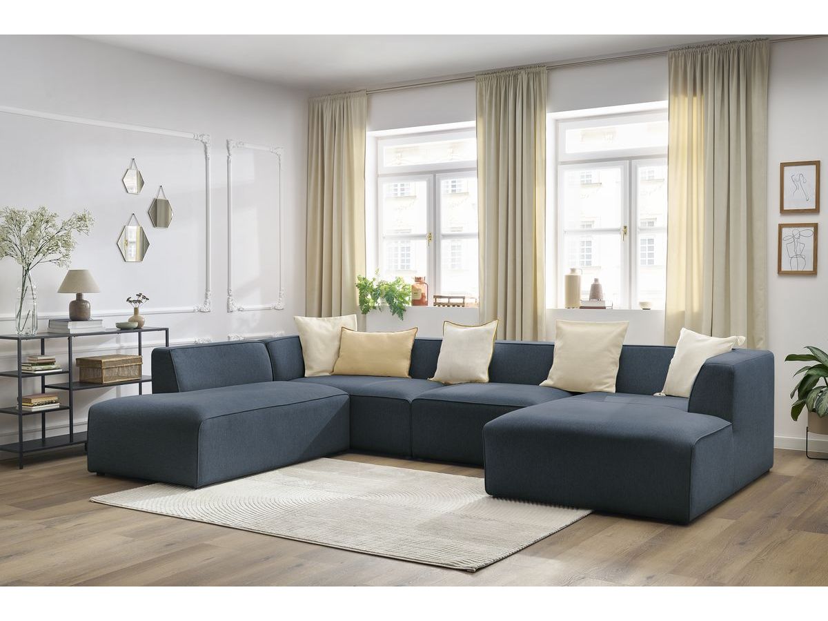 Bobochic Megeve Wohnlandschaft Melange-Stoff Dunkelblau Ecke rechts