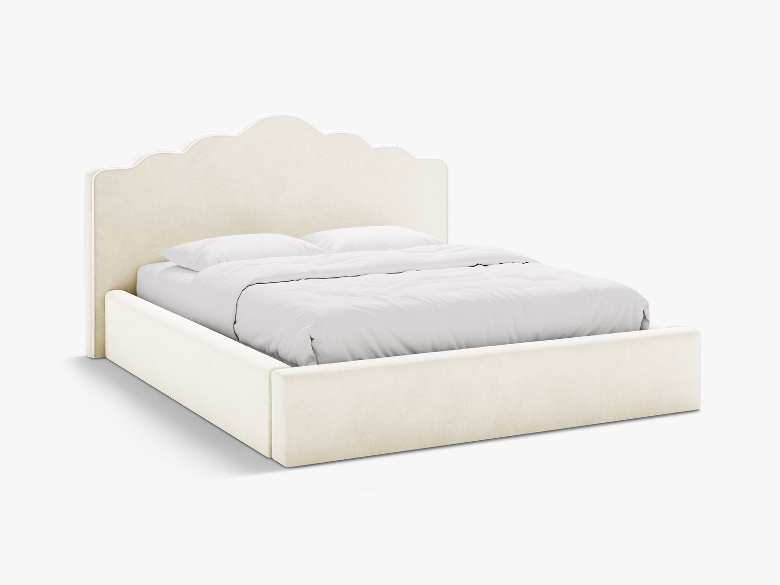 Micadoni Dream Samtbett mit Bettkasten und Kopfteil Samt Magic Velvet Elfenbein 180x200