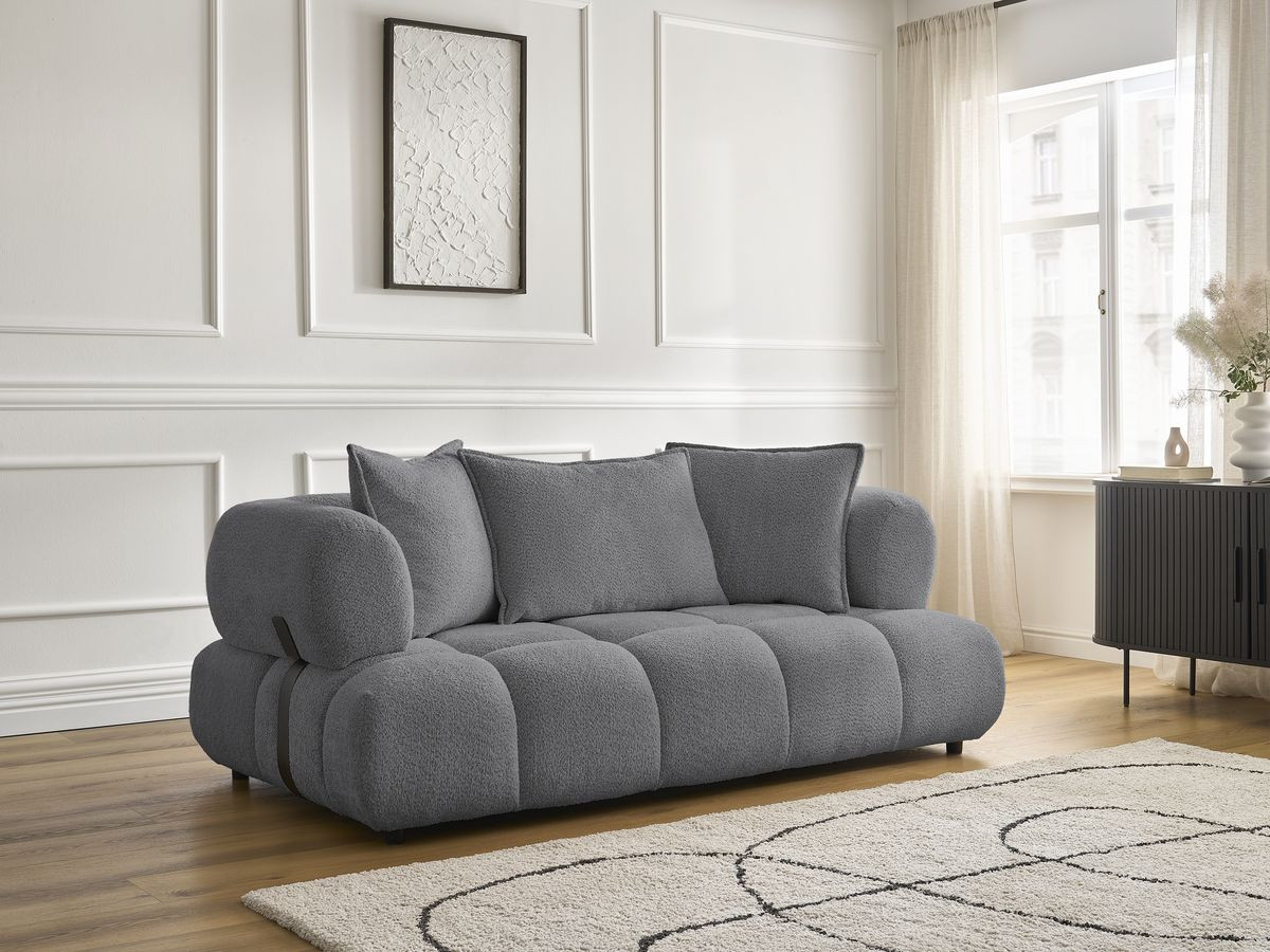 Bobochic Alya Sofa 2-Sitzer Bouclé-Stoff Dunkelgrau