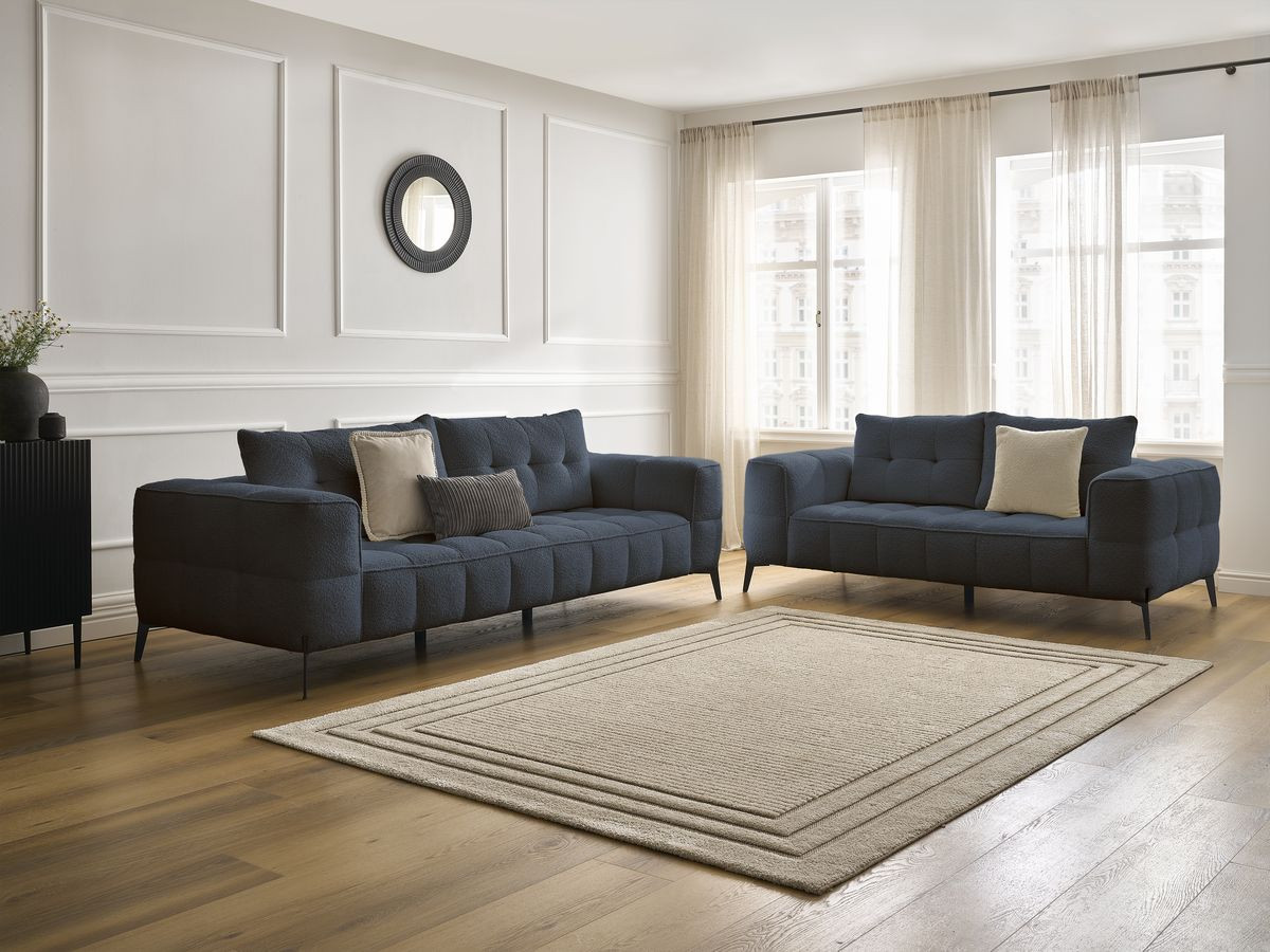 Bobochic Anis Sofa 5-Sitzer Bouclé-Stoff Dunkelblau
