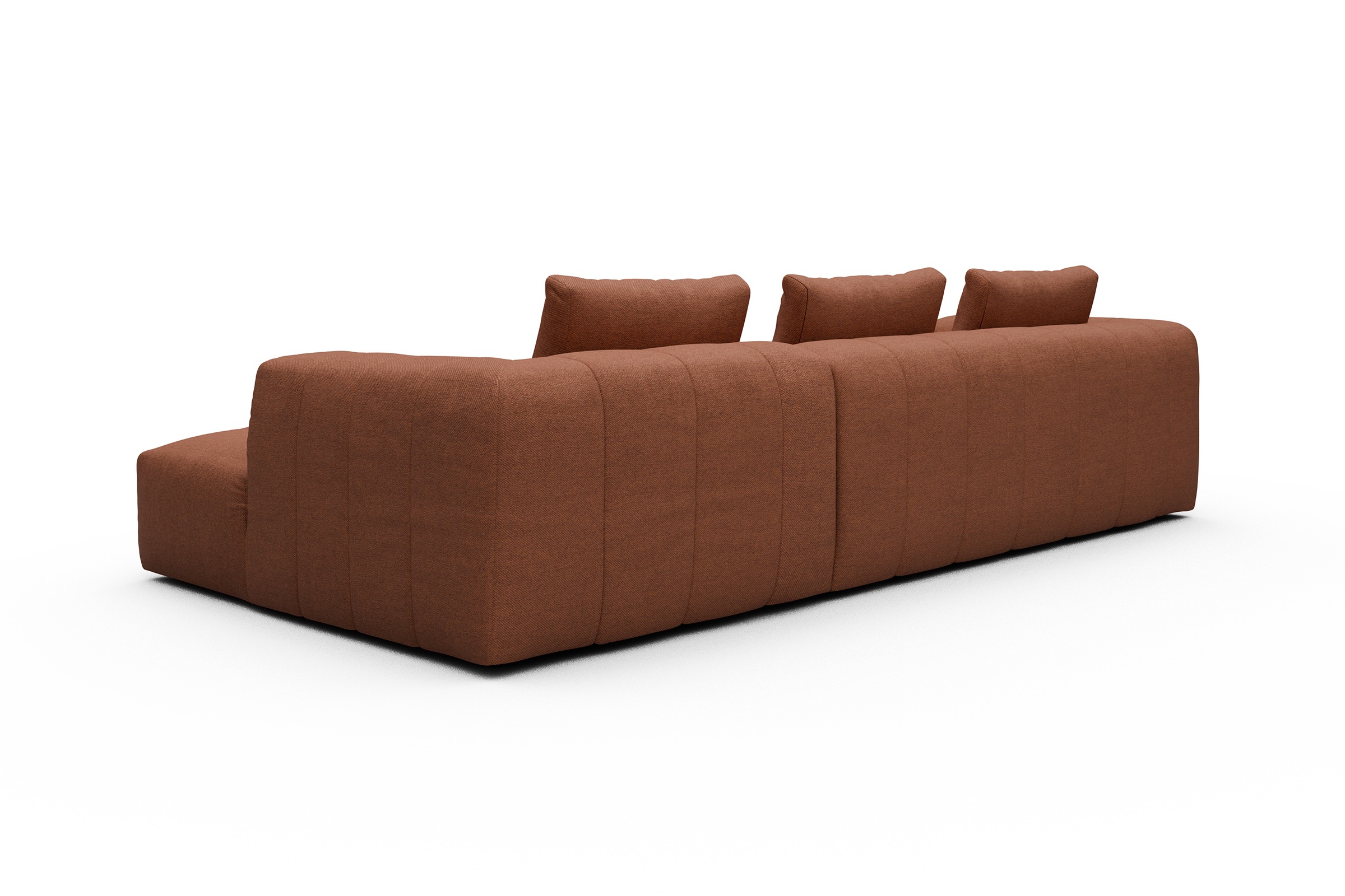 Ecksofa Hugo 2,5-Sitzer Armlehne links mit Chaiselongue Weda-Rust