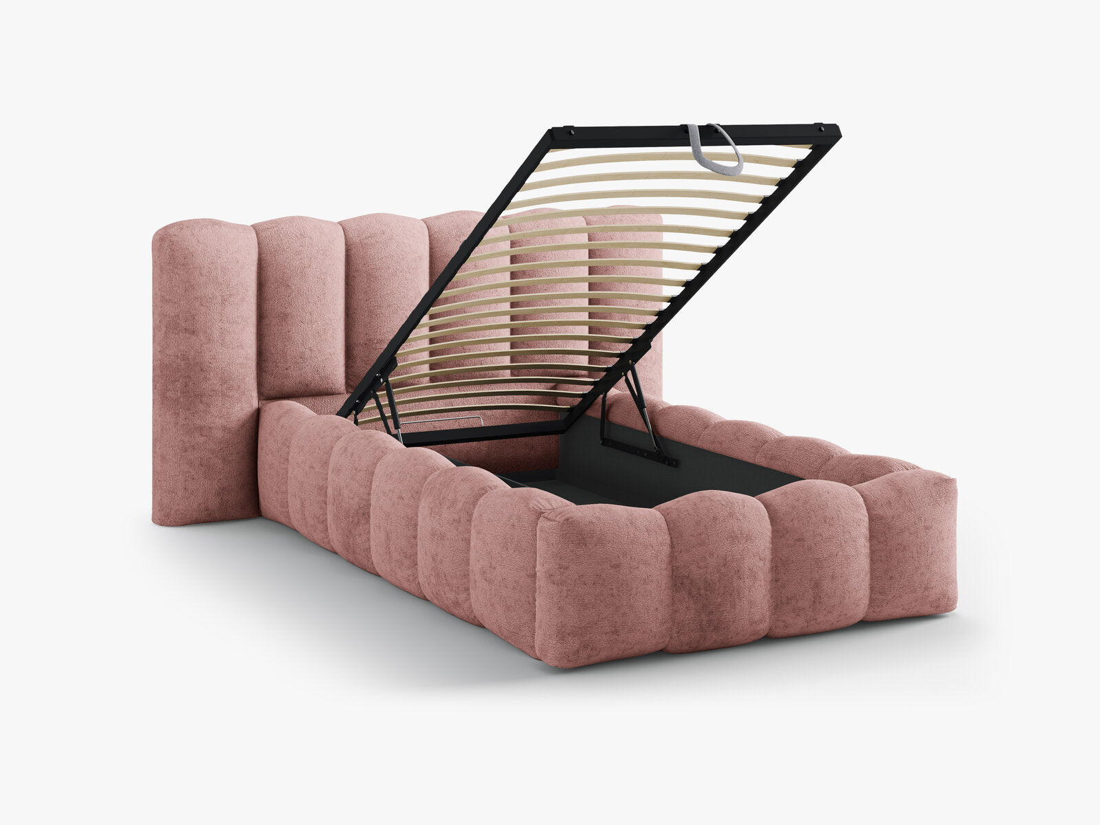 Micadoni Stauraumbett mit Kopfteil Lupine Chenille Perfect Harmony Rosa
