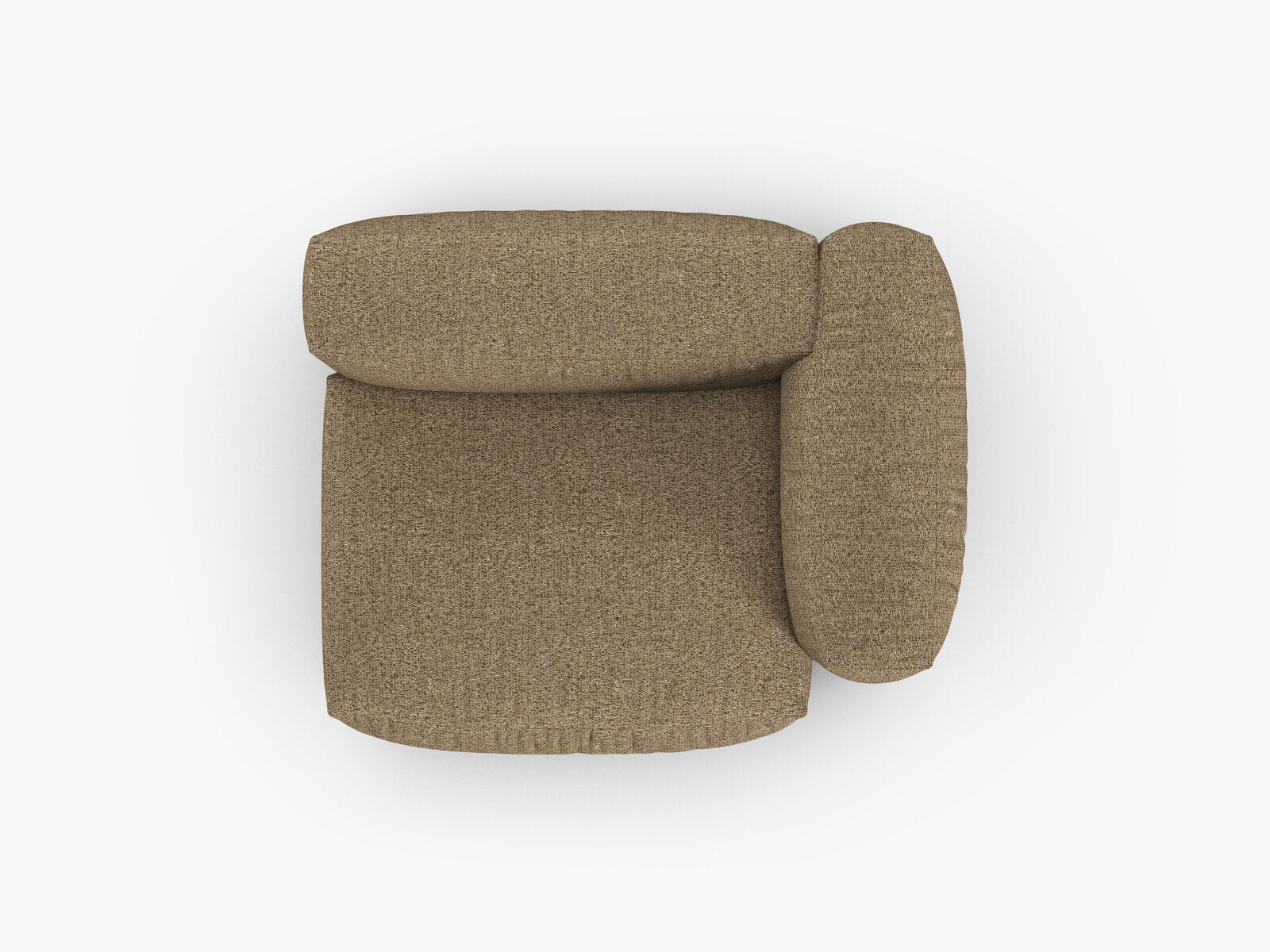 Micadoni Eckmodul mit Armlehne Martina 1-Sitzer 90cm Sitztiefe Rechts Boucle Monet Cappuccino