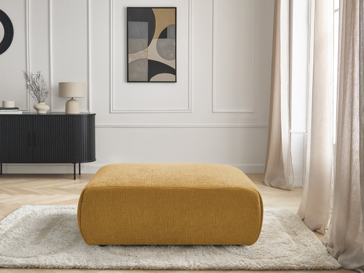 Bobochic Jana Pouf 94 × 114 cm Strukturstoff Gelb