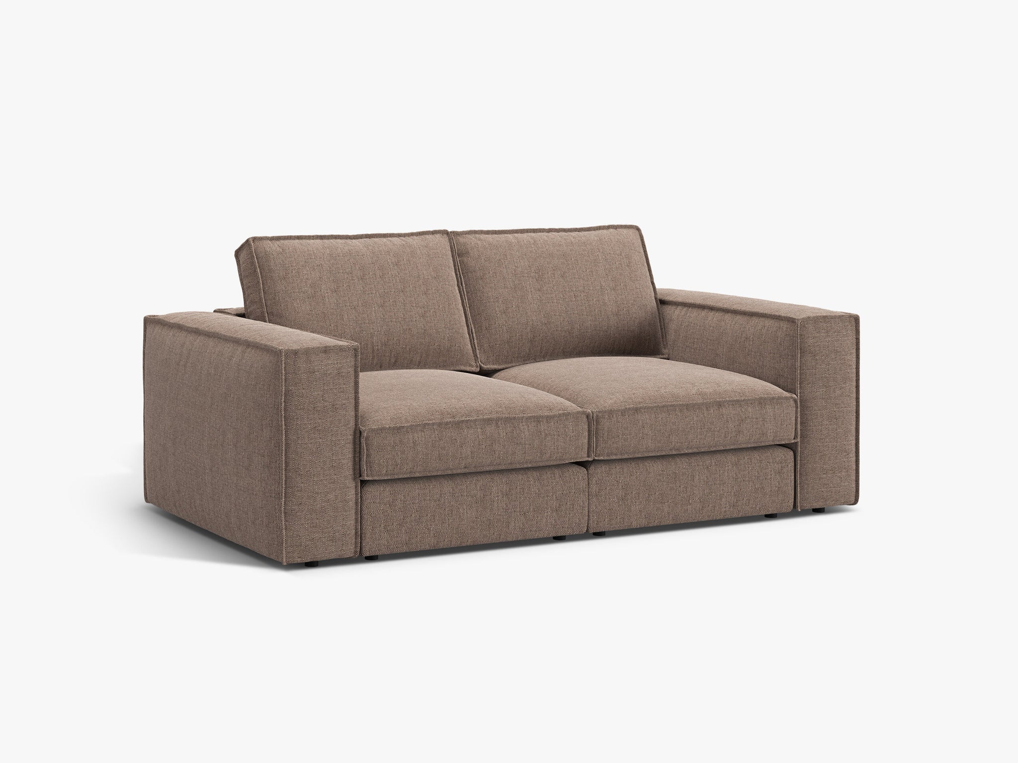Micadoni modulares Sofa Pola 2-Sitzer Strukturierter Stoff Babel Hellbraun