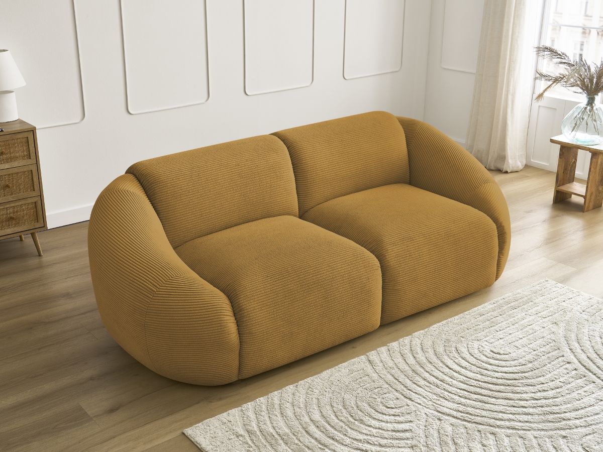Bobochic Tina Sofa 2-Sitzer Cordsamt Gelb