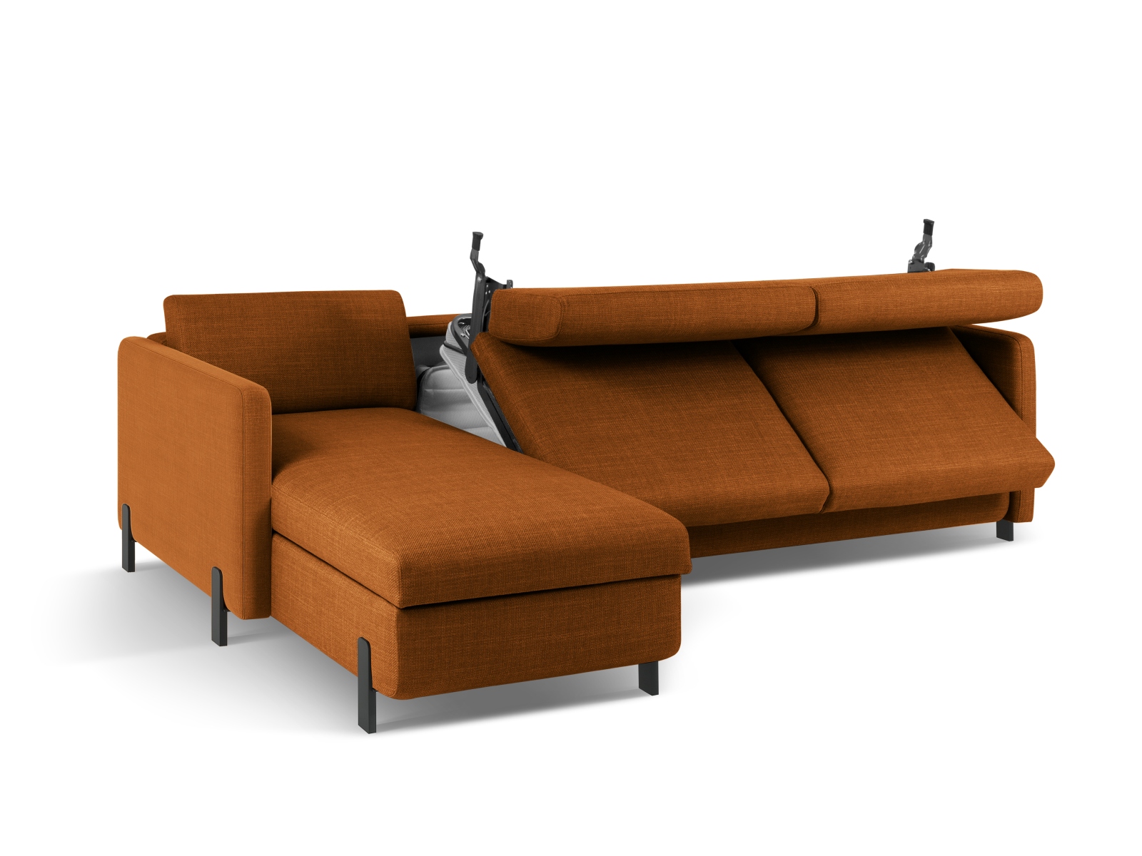 Micadoni Schlaf-Ecksofa Gloria 5-Sitzer Links Strukturierter Stoff Ziegel 205x160