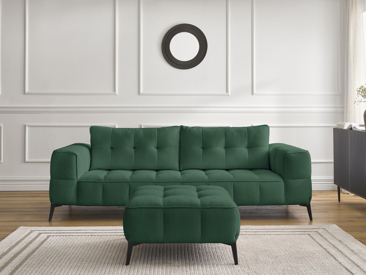Bobochic Anis Sofa 3-Sitzer mit Pouf Strukturstoff Grün
