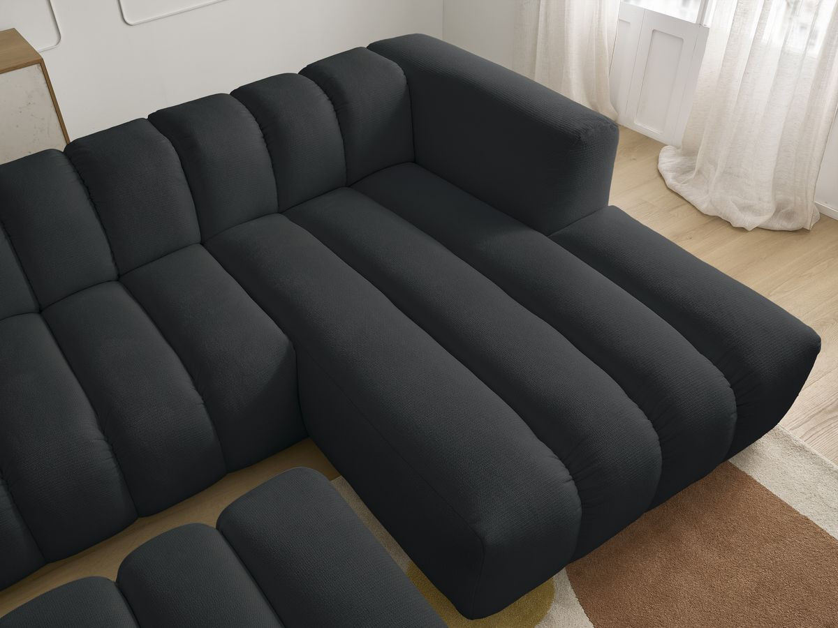 Bobochic Talia Ecksofa mit Pouf Melange-Stoff Schwarz Ecke rechts