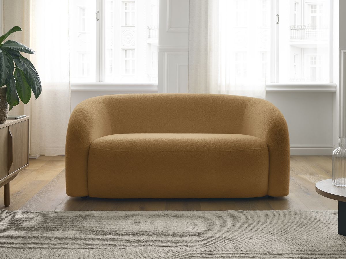Bobochic Elina Sofa 2-Sitzer Bouclé-Stoff Gelb