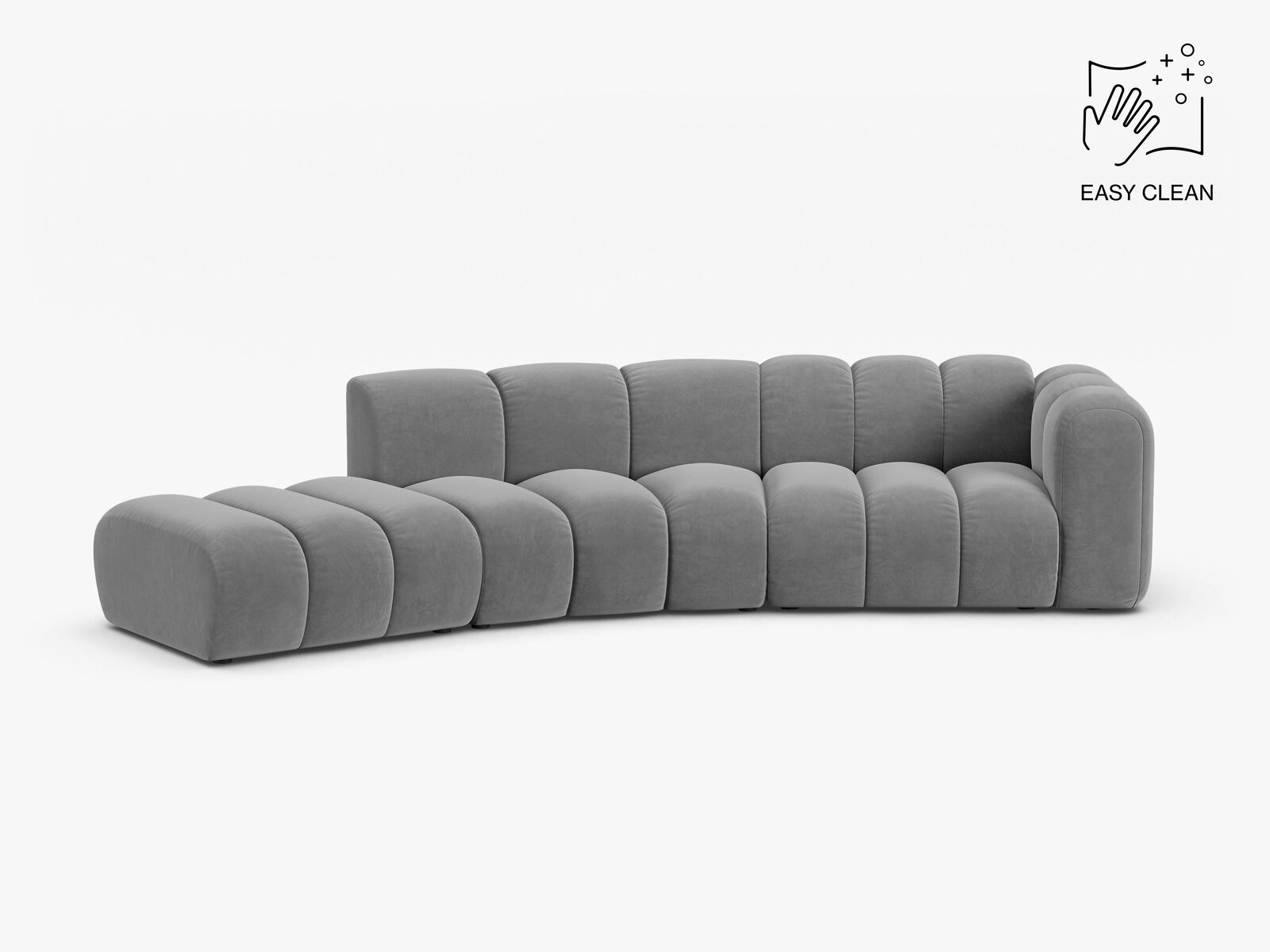 Micadoni Modulares Sofa Lupine 5-Sitzer Samt Venus Hellgrau Links