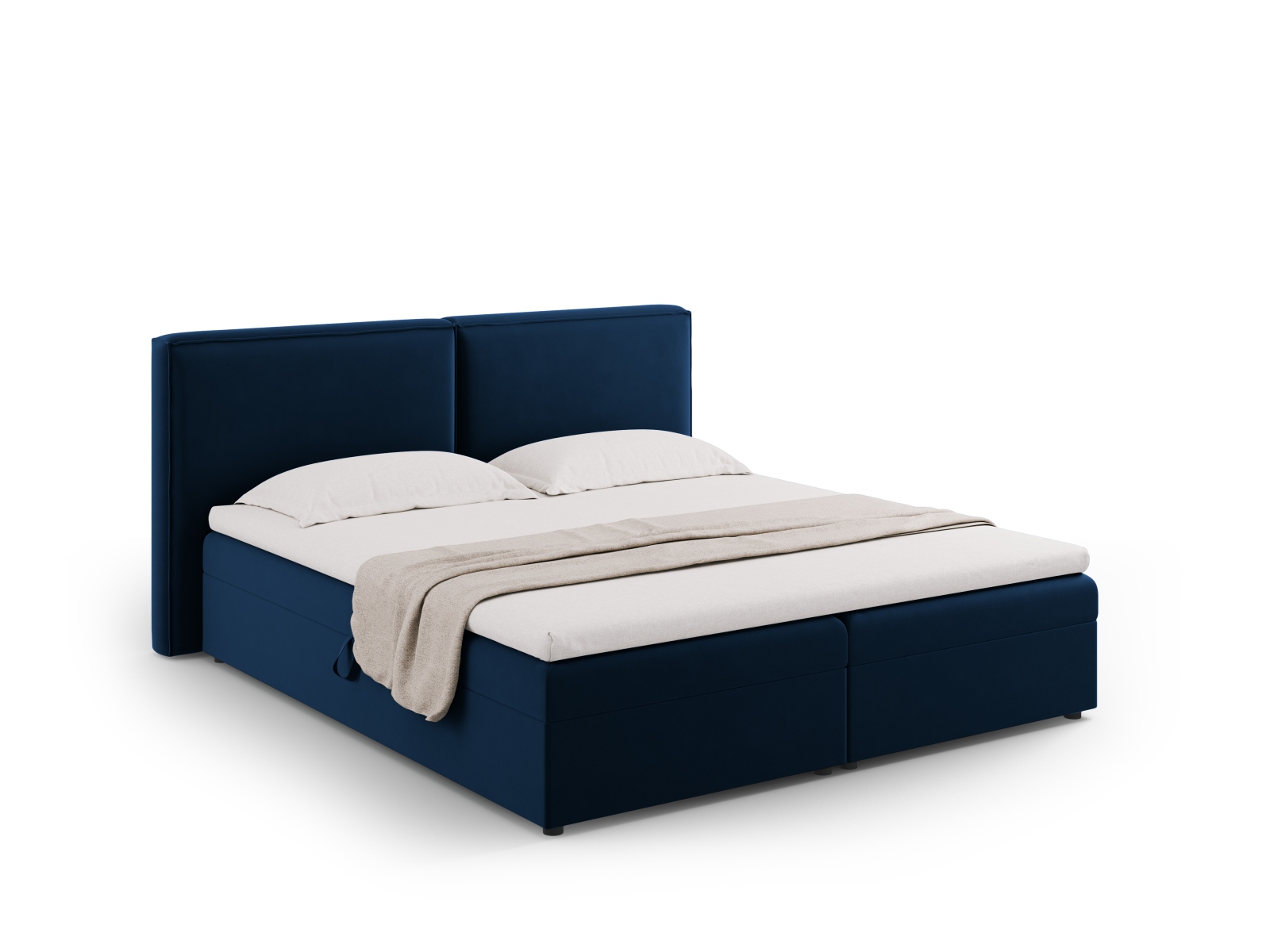 Cosmopolitan Design Boxspringbett Arendal 180x200 Samt Bluvel Königsblau