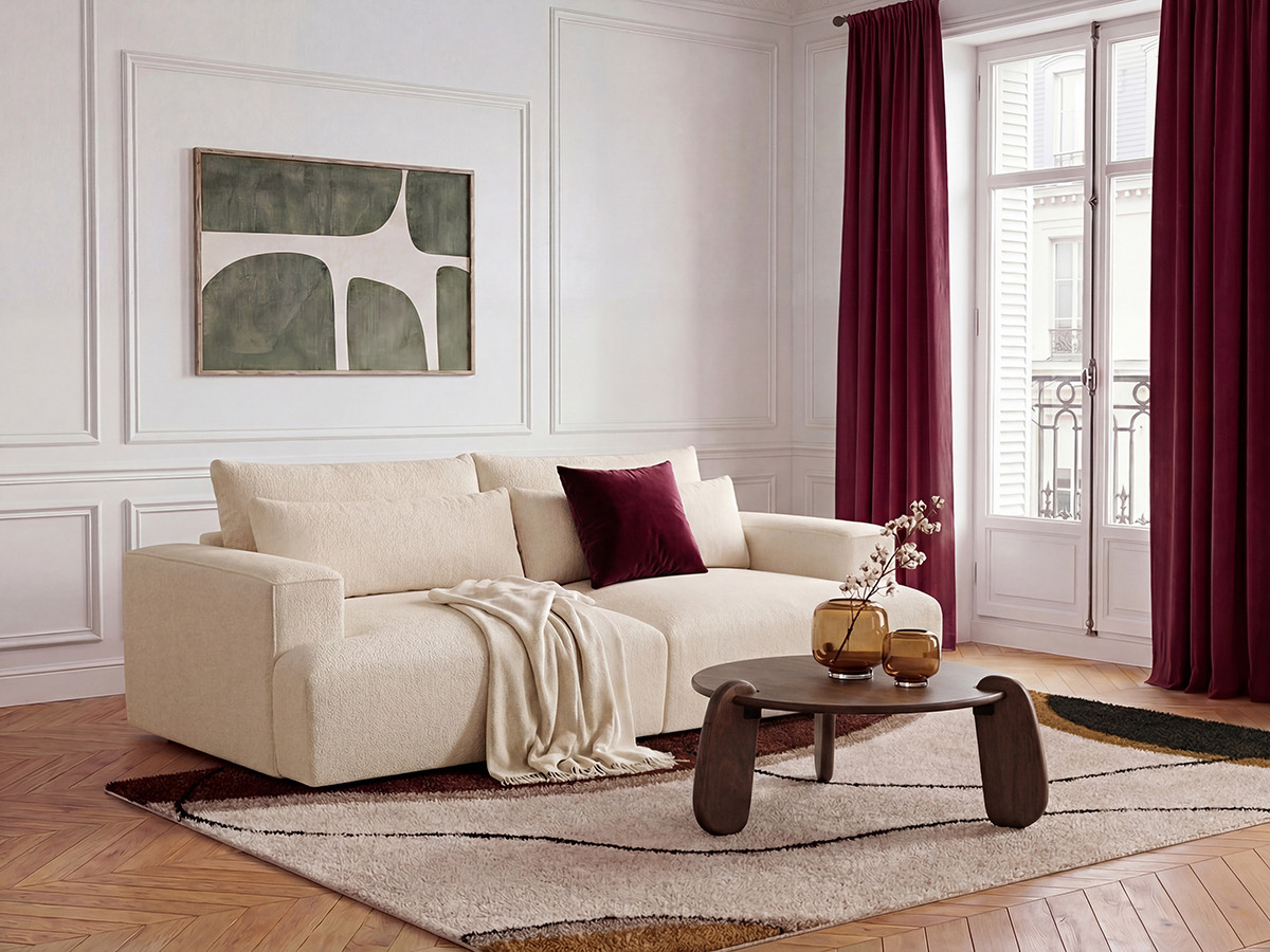 Bobochic Twiny Sofa 3-Sitzer Stoff Beige
