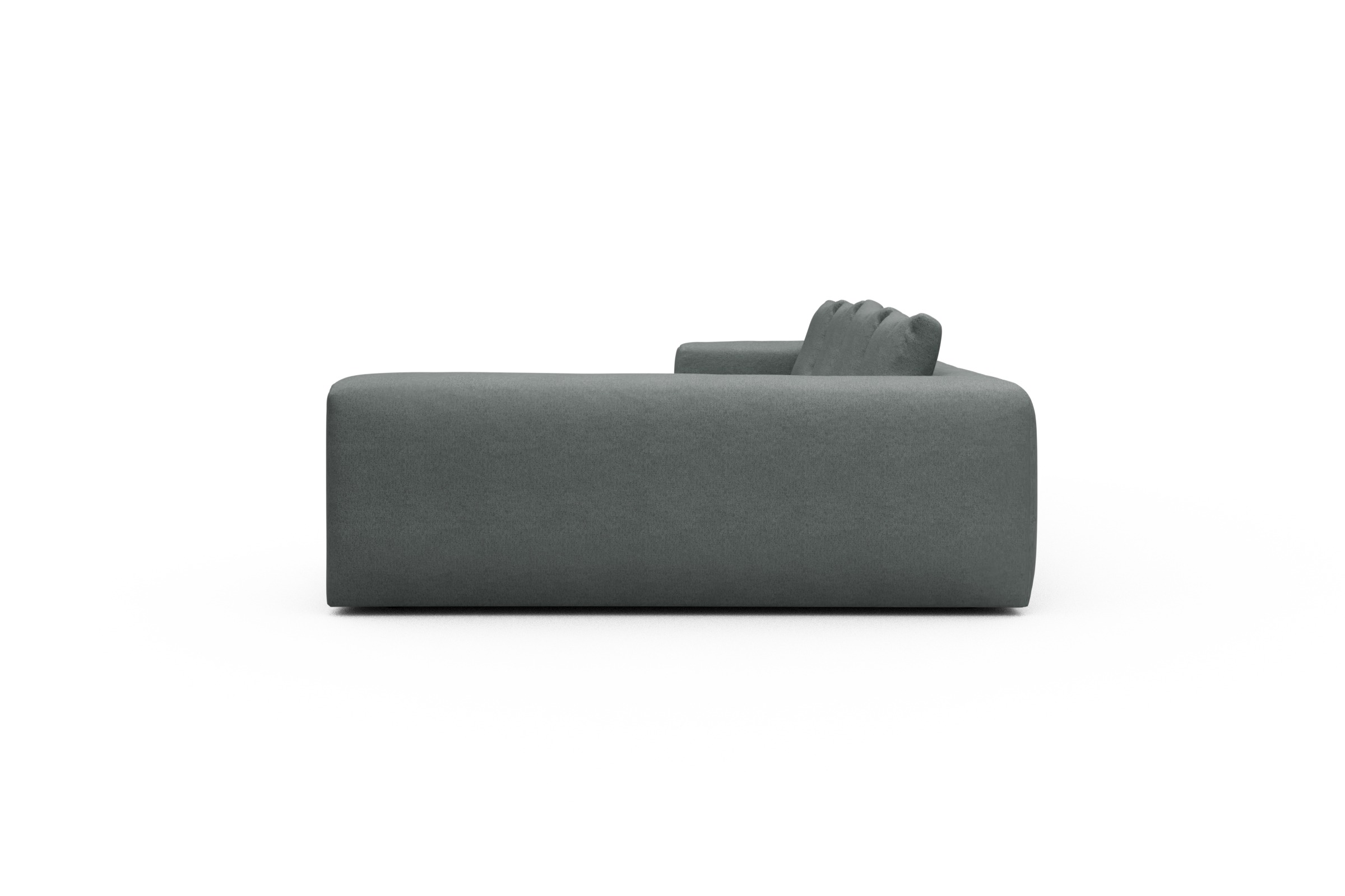 Wohnlandschaft Fred Chaiselongue links mit 2-Sitzer und lange Armlehne rechts Denari-Soft-Grey