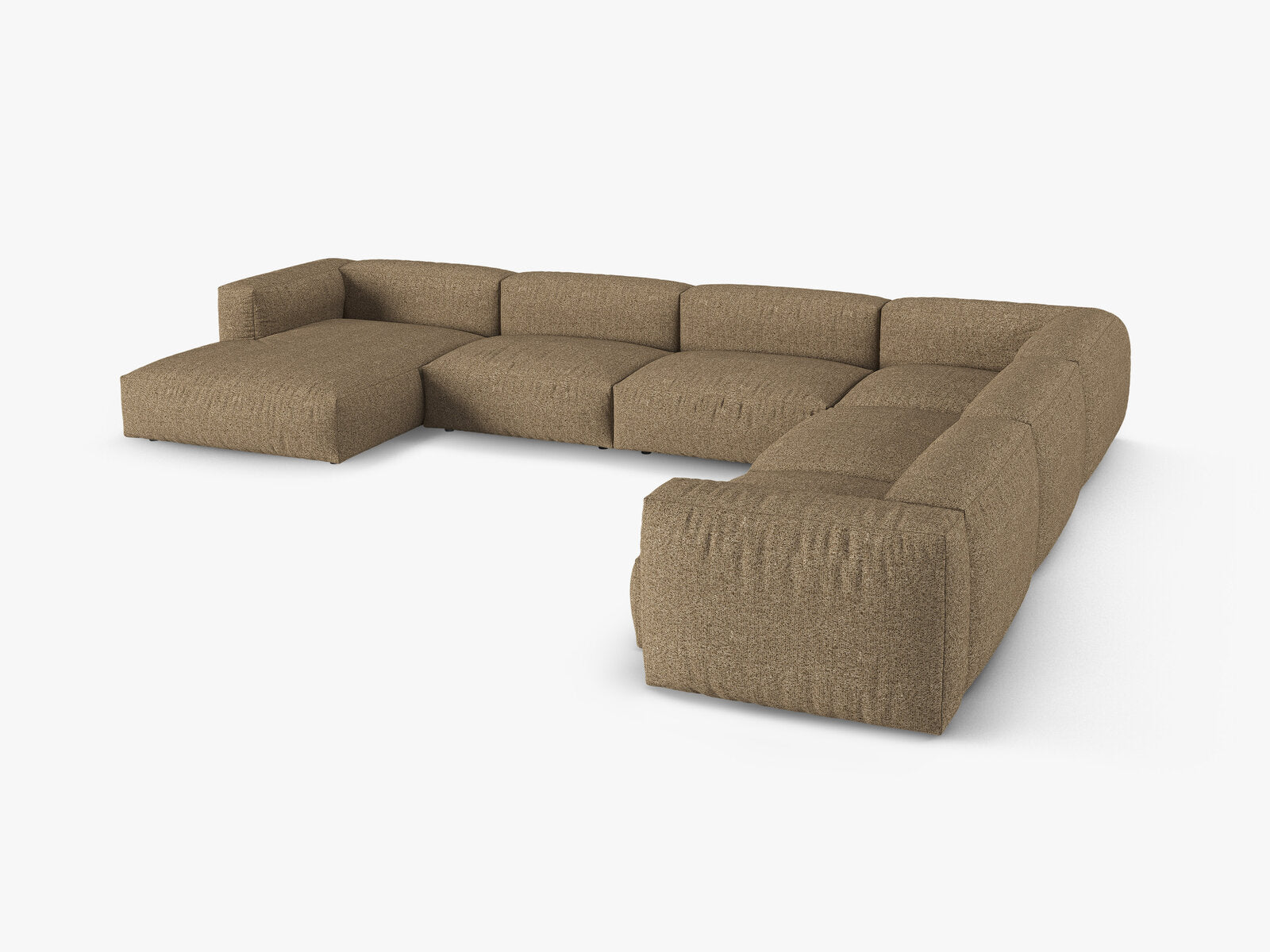 Micadoni modulares Ecksofa XL Martina 6-Sitzer 90cm Sitztiefe Rechts Boucle Monet Cappuccino