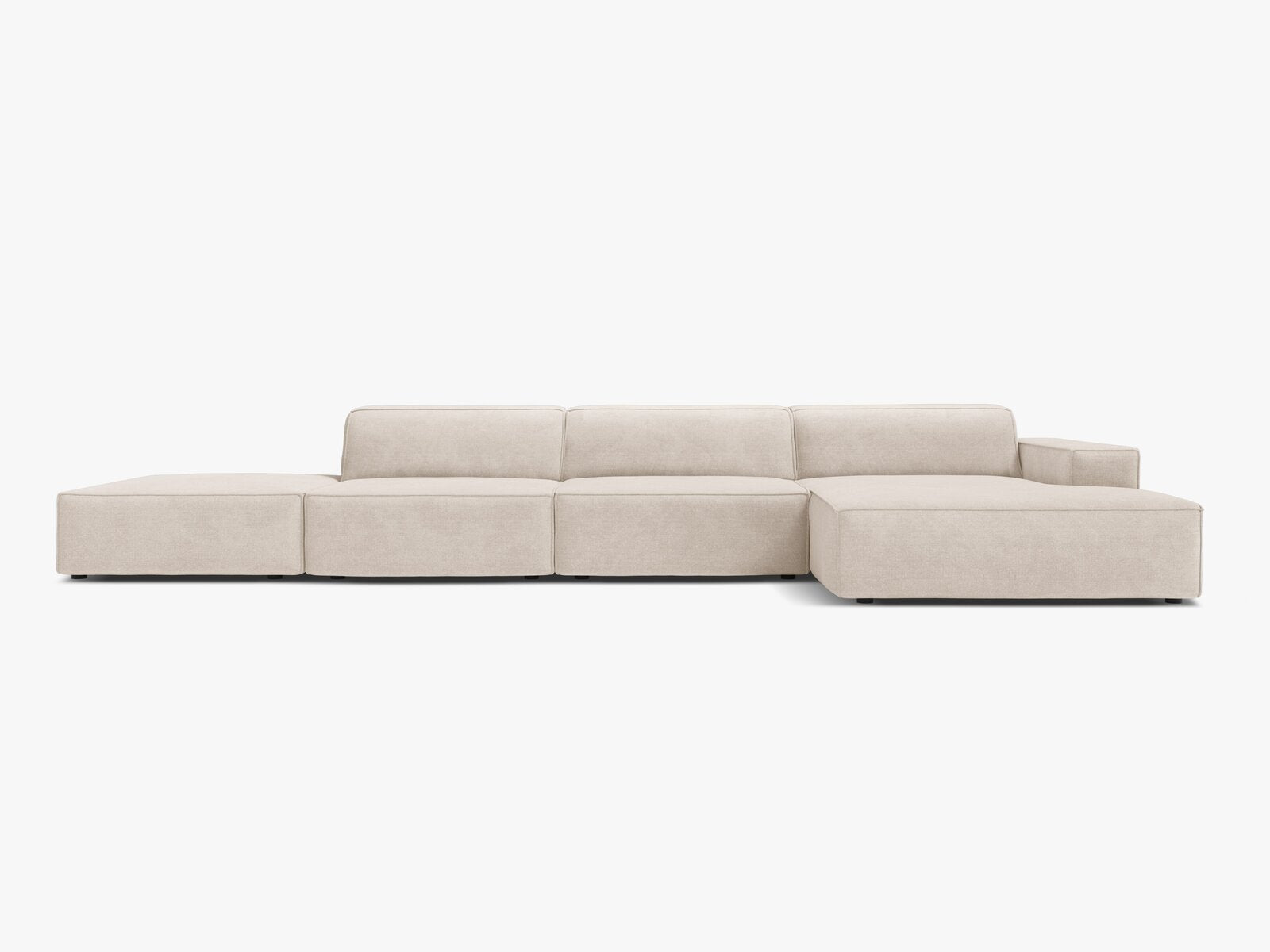 Micadoni Ecksofa Jodie 5-Sitzer Strukturierter Stoff Liberty Beige Rechts