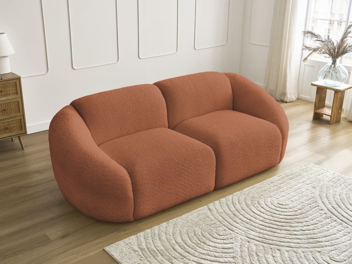 Bobochic Tina Sofa 2-Sitzer Bouclé-Stoff Orange