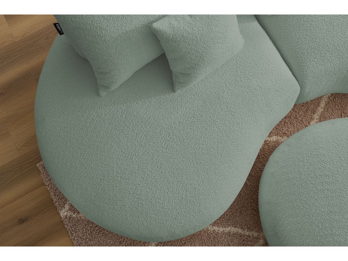 Bobochic Saint-germain Sofa 3-Sitzer mit Pouf Bouclé-Stoff Grün