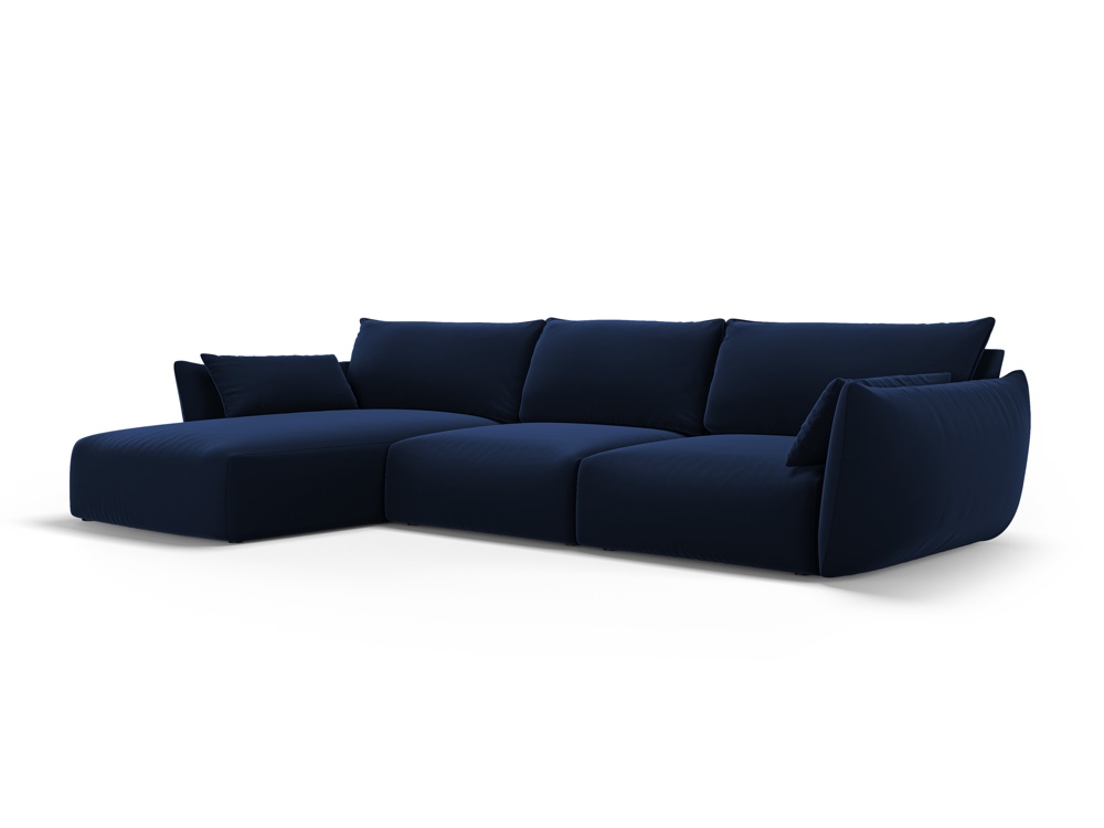 Cosmopolitan Design Ecksofa Matera 4-Sitzer Samt Salvador Königsblau Links