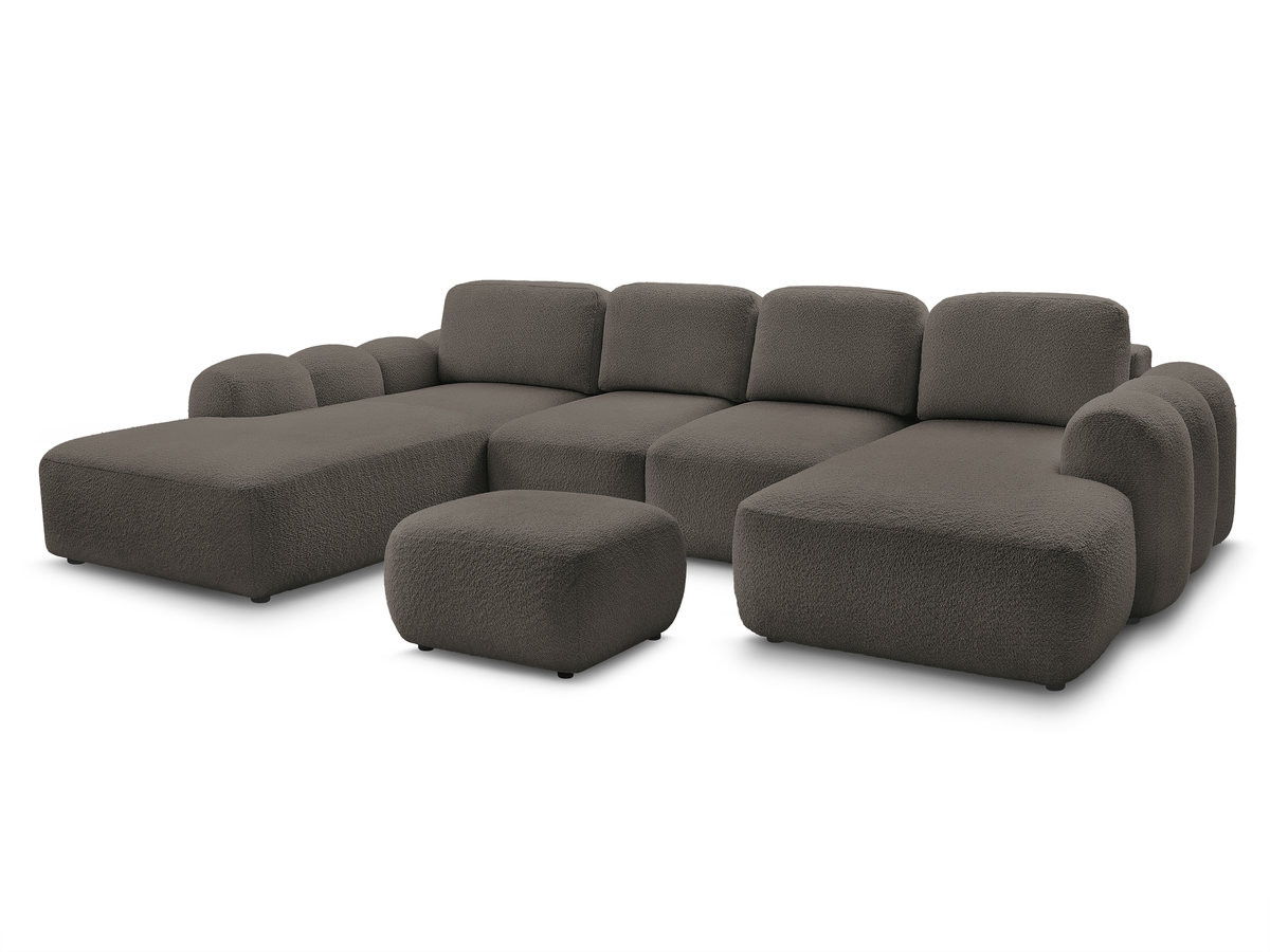 Bobochic Montaigne Wohnlandschaft mit Pouf Bouclé-Stoff Braun Ecke rechts