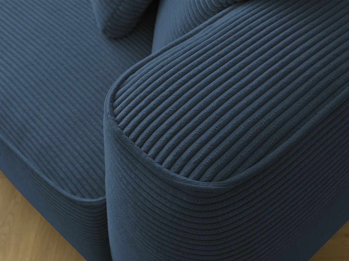 Bobochic Leopold Sofa 3-Sitzer Cordsamt Dunkelblau Armlehne rechts