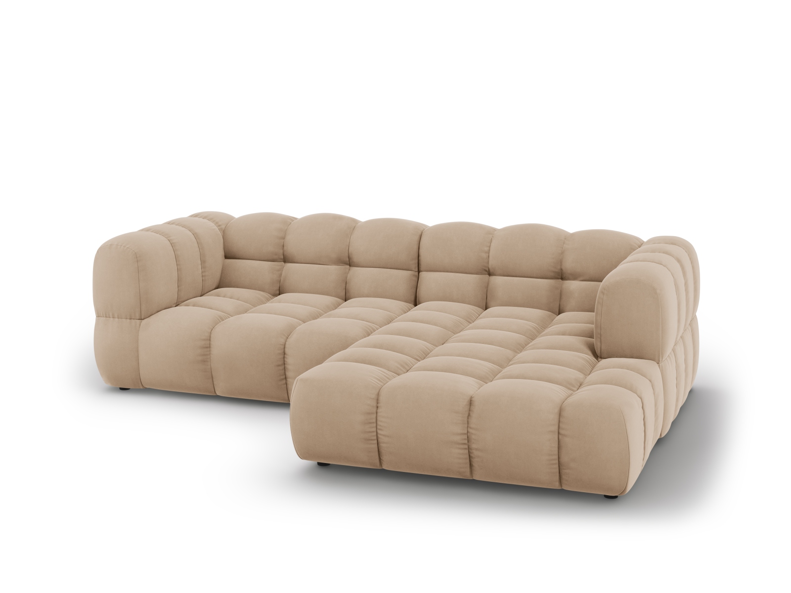 Cosmopolitan Design Ecksofa Sky 3-Sitzer Samt Casino Mandelbeige Rechts