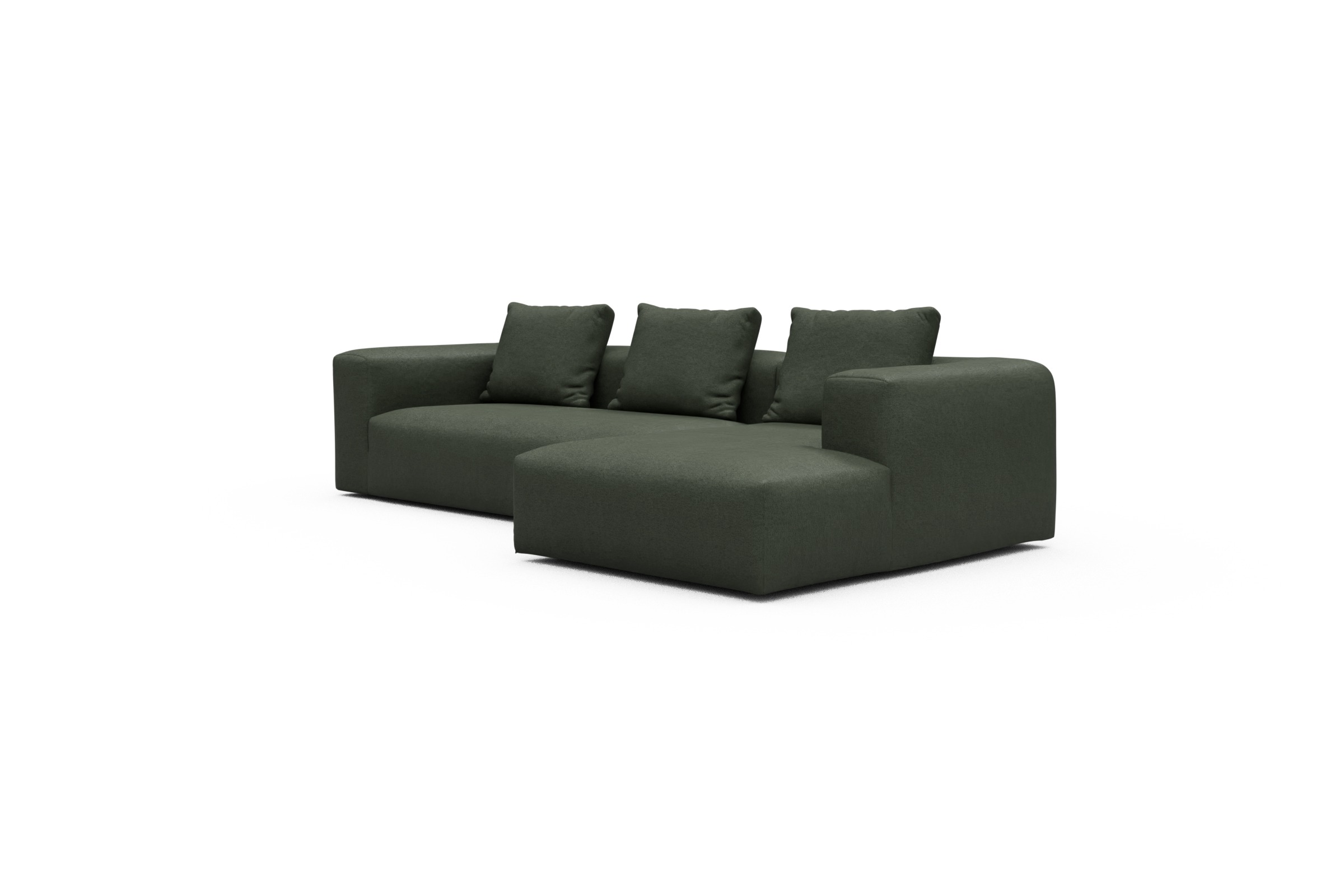 Ecksofa Fred Chaiselongue rechts mit 2,5-Sitzer Denari-Forest-Green