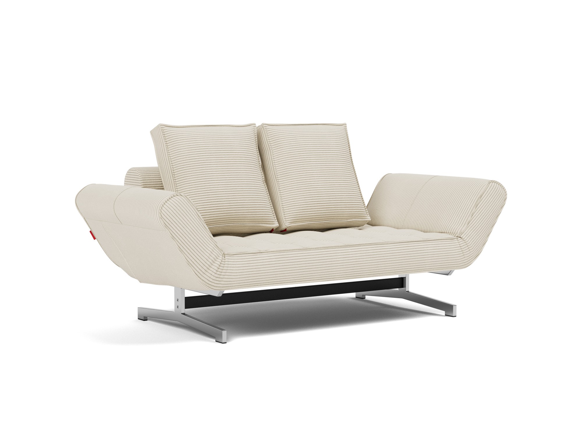 Tagesbett Ghia Kord Corduroy 594-Ivory Beine Chrom