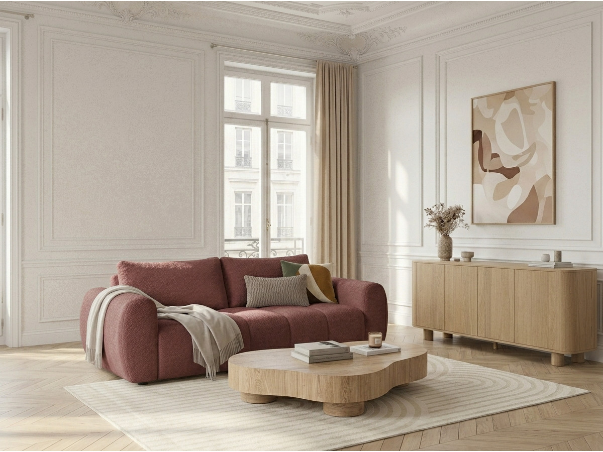 Bobochic Fuji Schlafsofa 3-Sitzer Stoff Rot