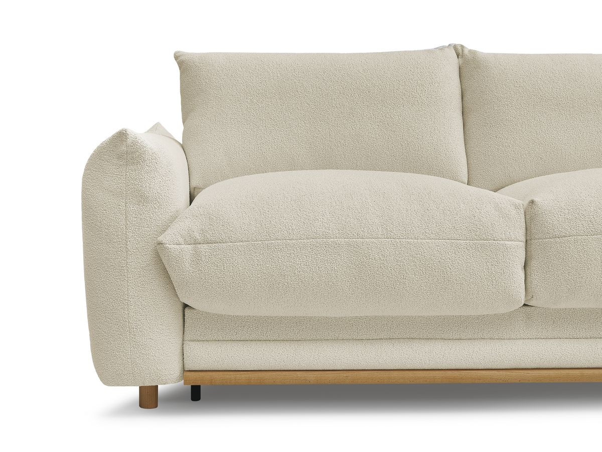 Bobochic Ernest Schlafsofa 3-Sitzer, Liegefläche 190 × 140 / 160 cm Bouclé-Stoff Beige, Liegefläche 140 × 190 cm