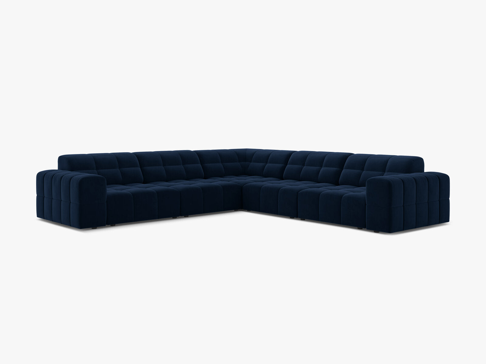 Micadoni Jennifer Modulares Ecksofa 7-Sitzer Samt Bluvel Königsblau