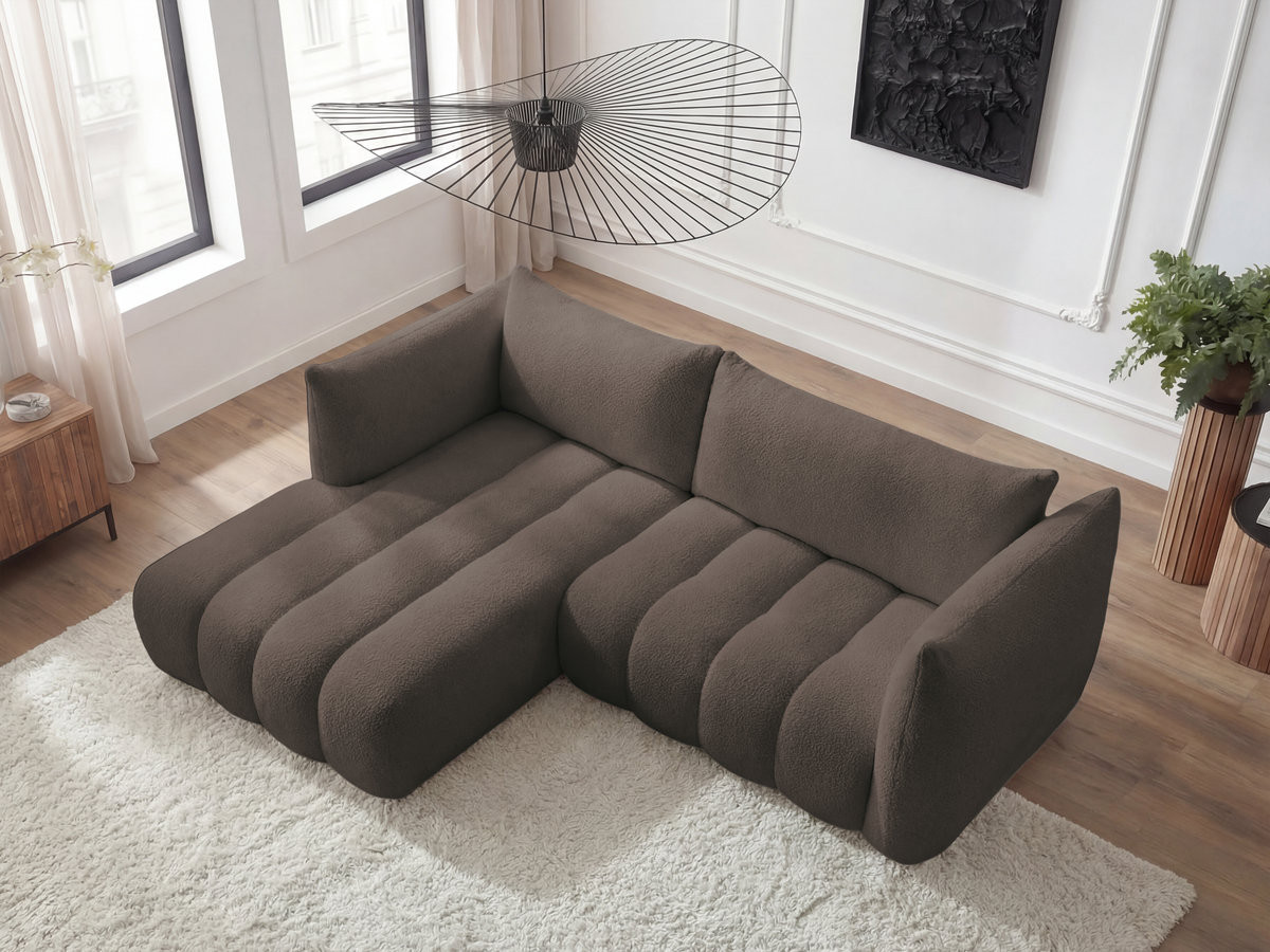 Bobochic Azra Ecksofa 262 × 178 cm Bouclé-Stoff Braun Ecke links